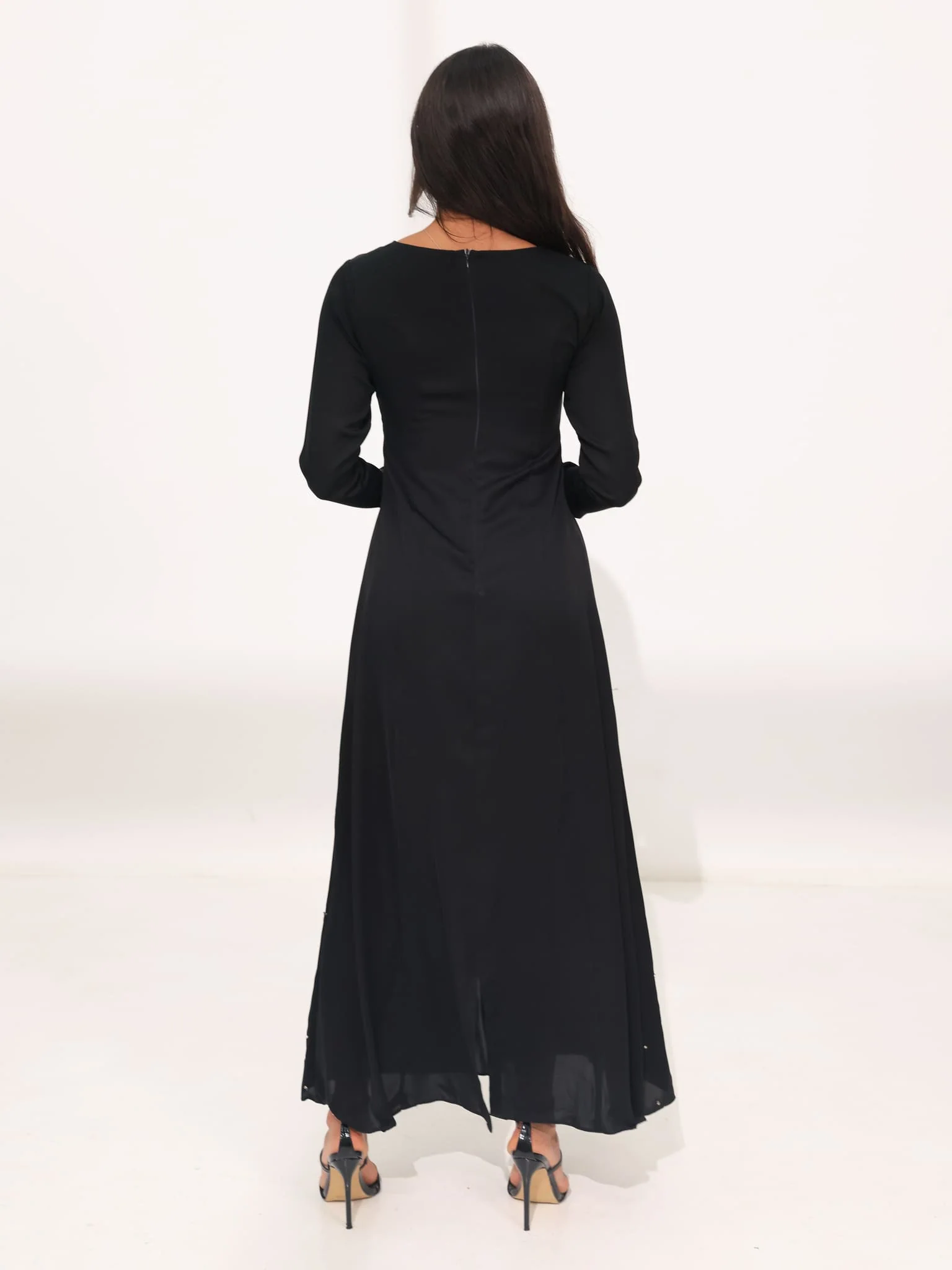 Astrella Black Embellished Long Dress - Image 3