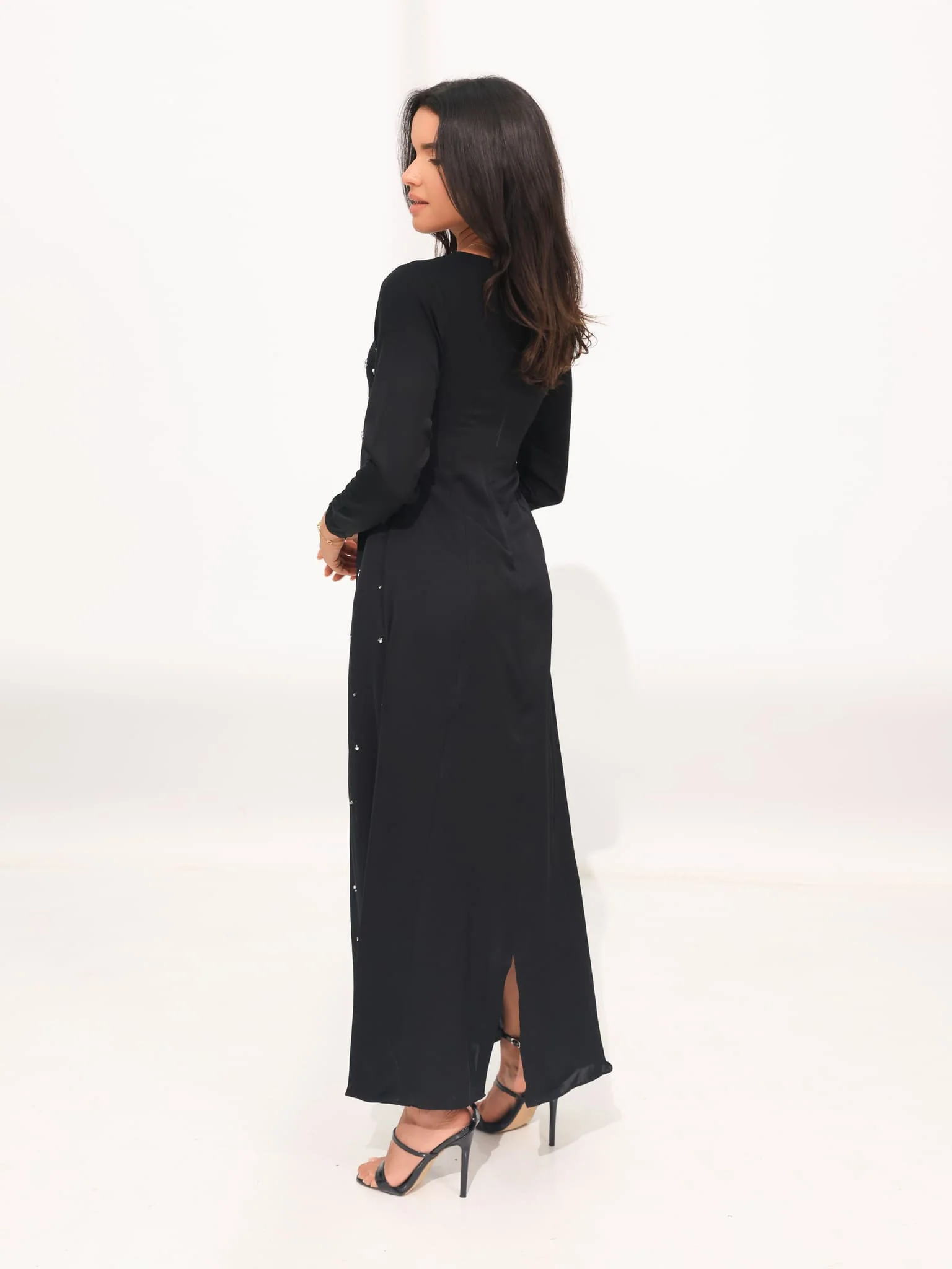 Astrella Black Embellished Long Dress - Image 7