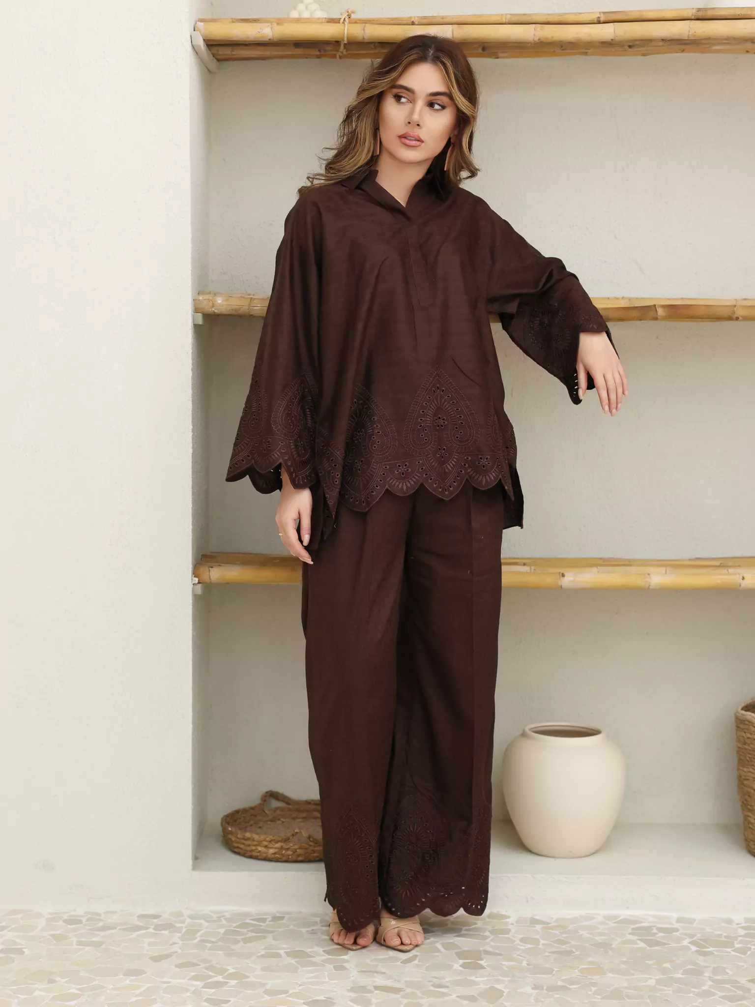 Auburn Brown Cutwork Shirt - Image 7