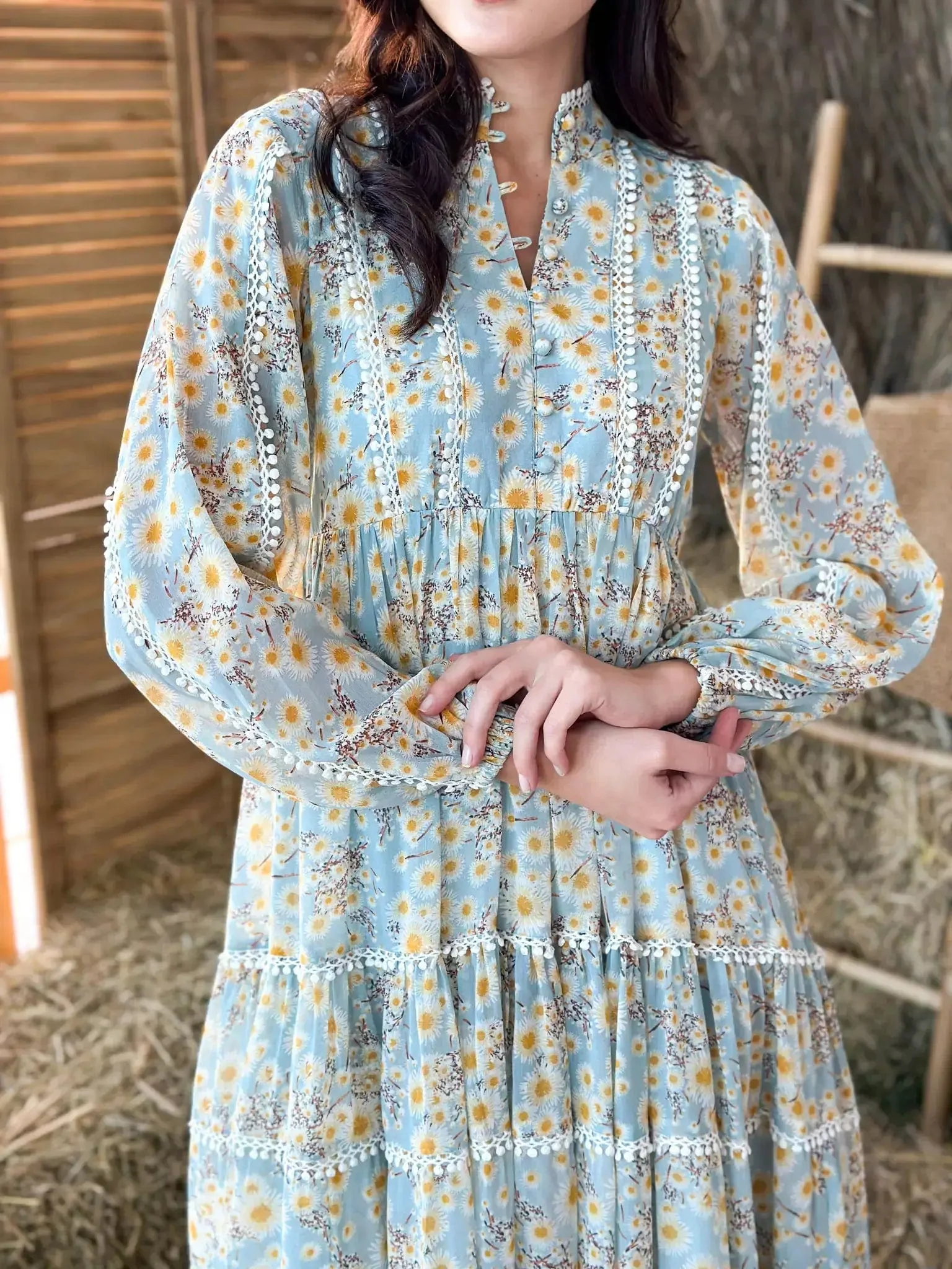 Audra Floral Lace Long Dress - Image 4