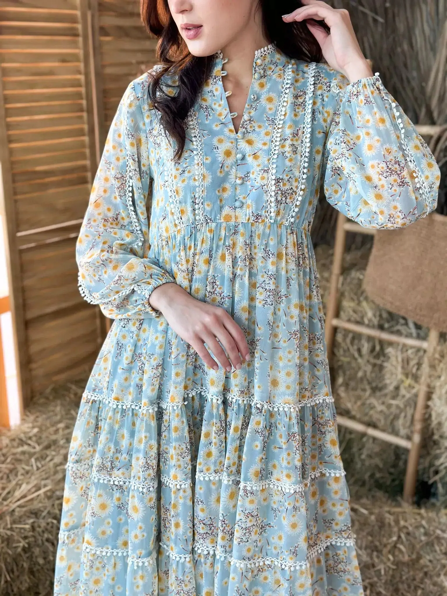 Audra Floral Lace Long Dress - Image 5