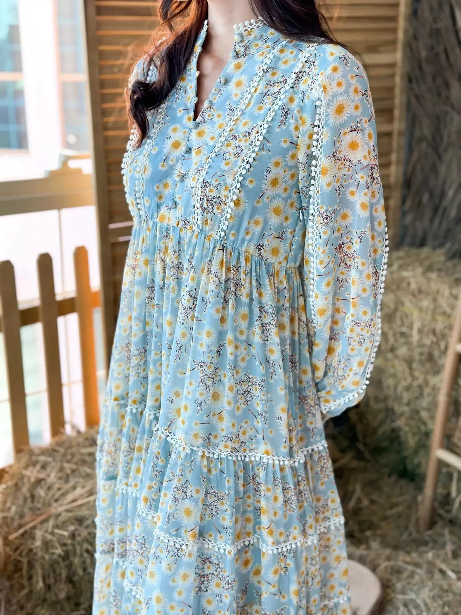 Audra Floral Lace Long Dress - Image 6
