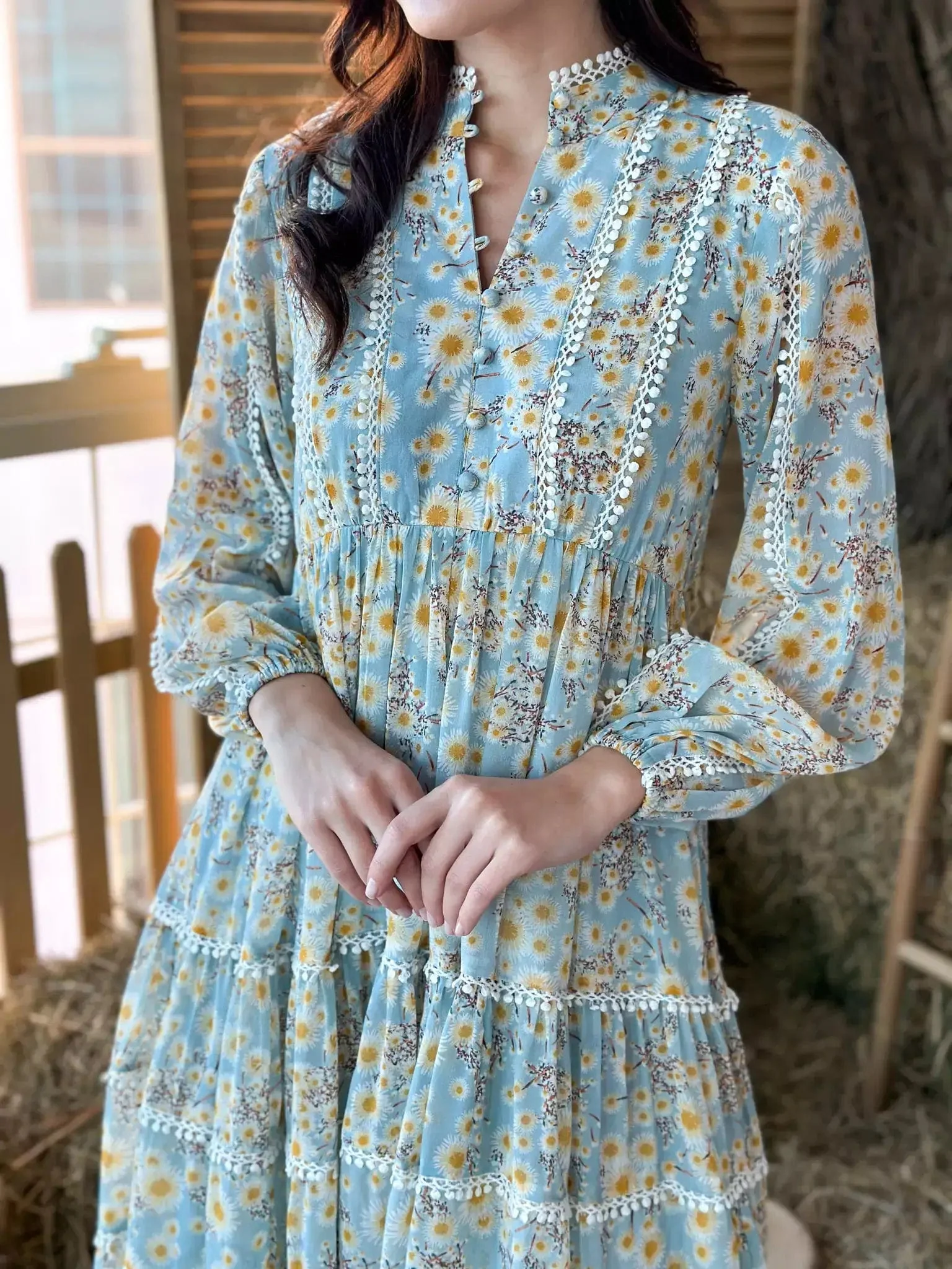 Audra Floral Lace Long Dress - Image 7