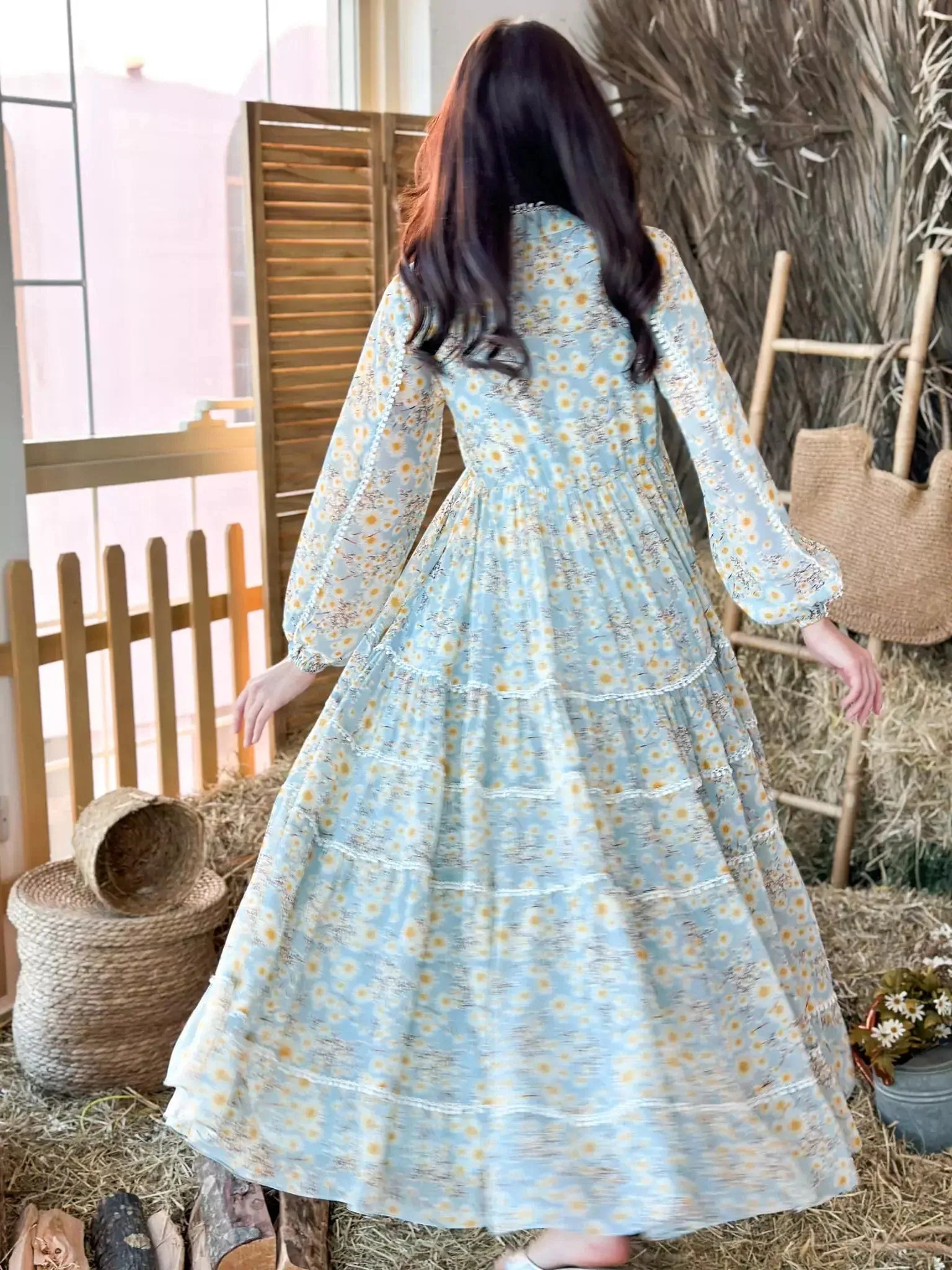Audra Floral Lace Long Dress - Image 9