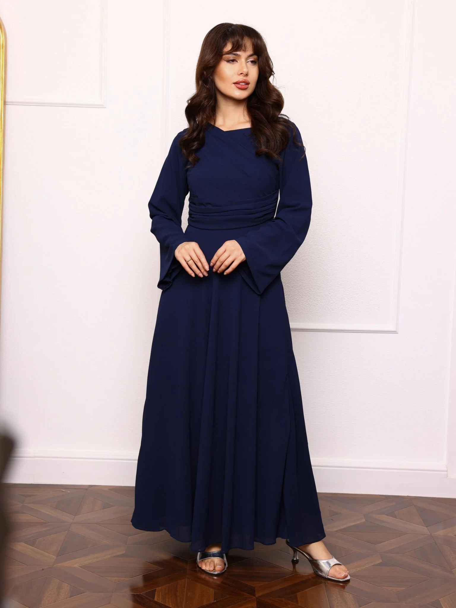 August Drape Dark Blue Long Dress