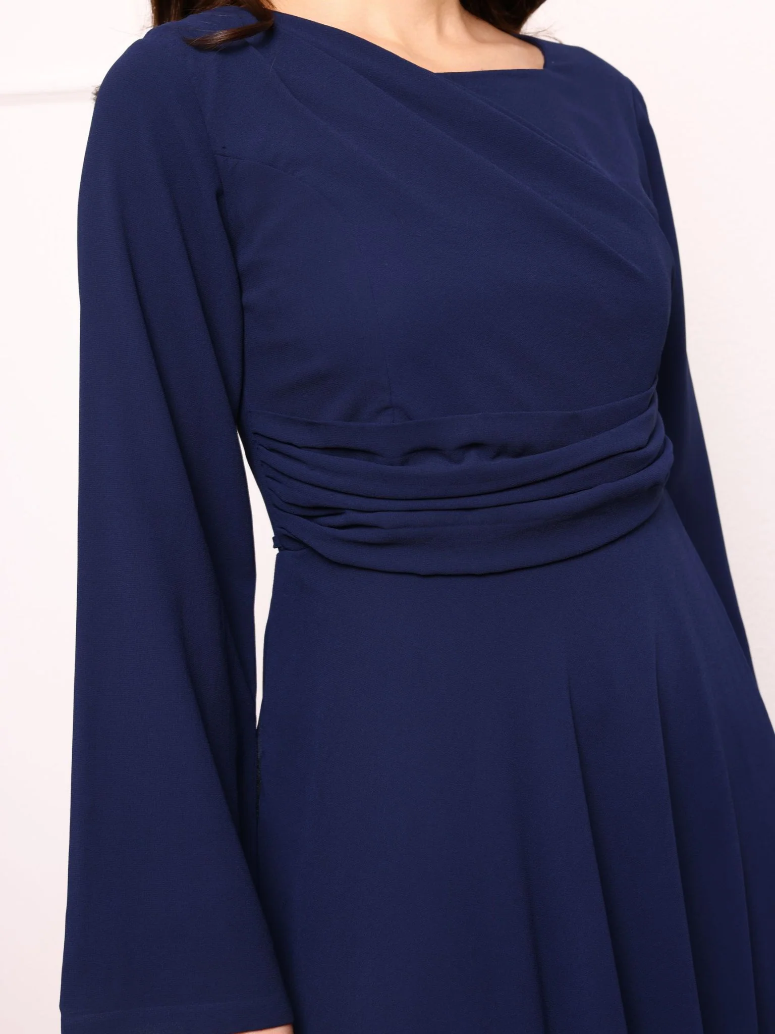 August Drape Dark Blue Long Dress - Image 2