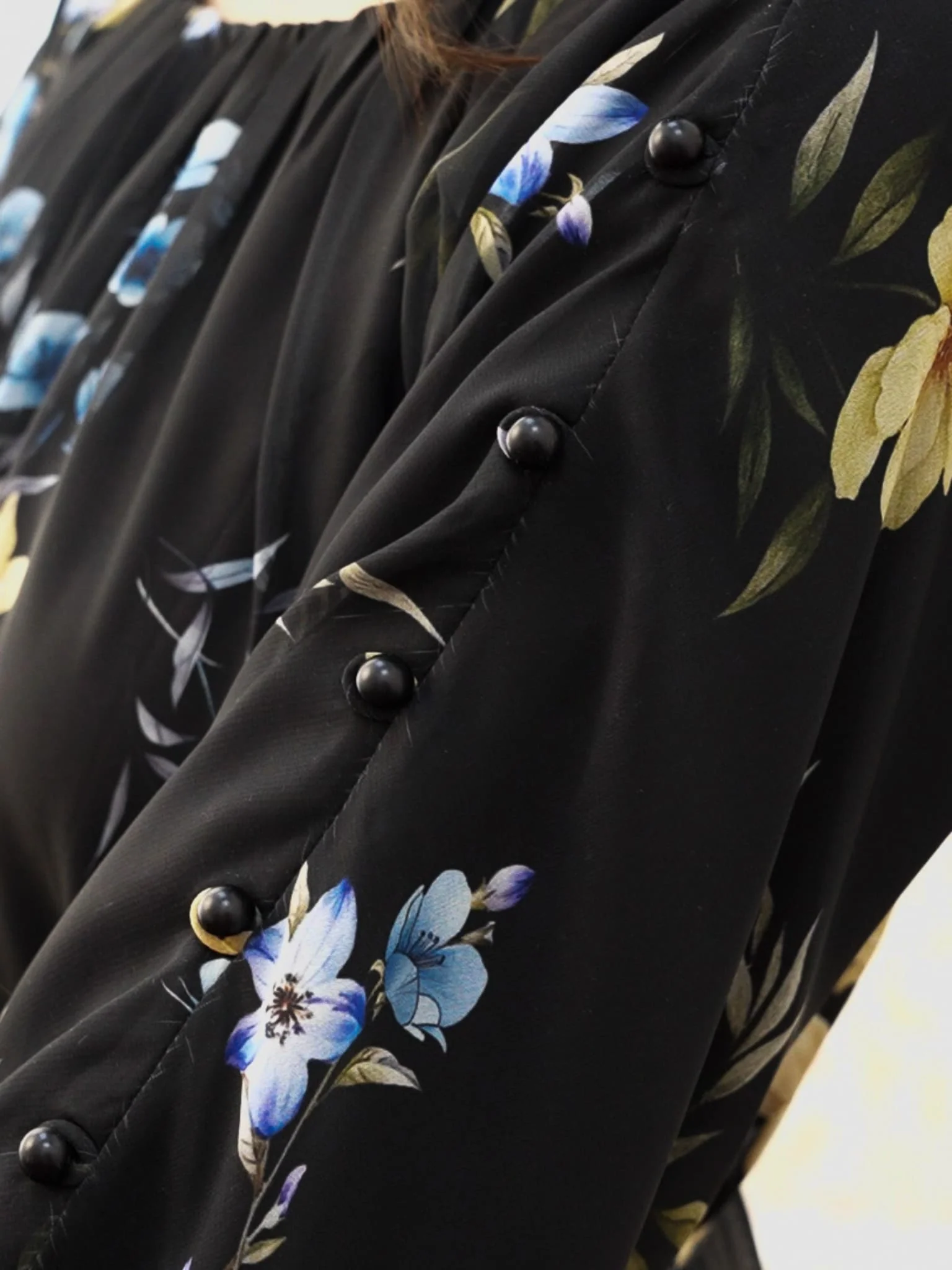 Aurema Black Floral Long Dress - Image 3