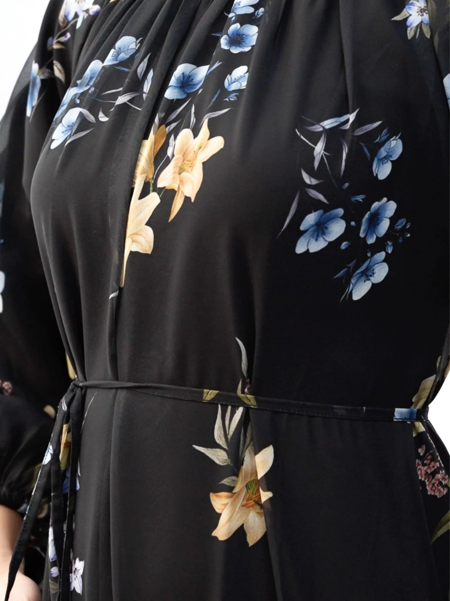 Aurema Black Floral Long Dress - Image 5