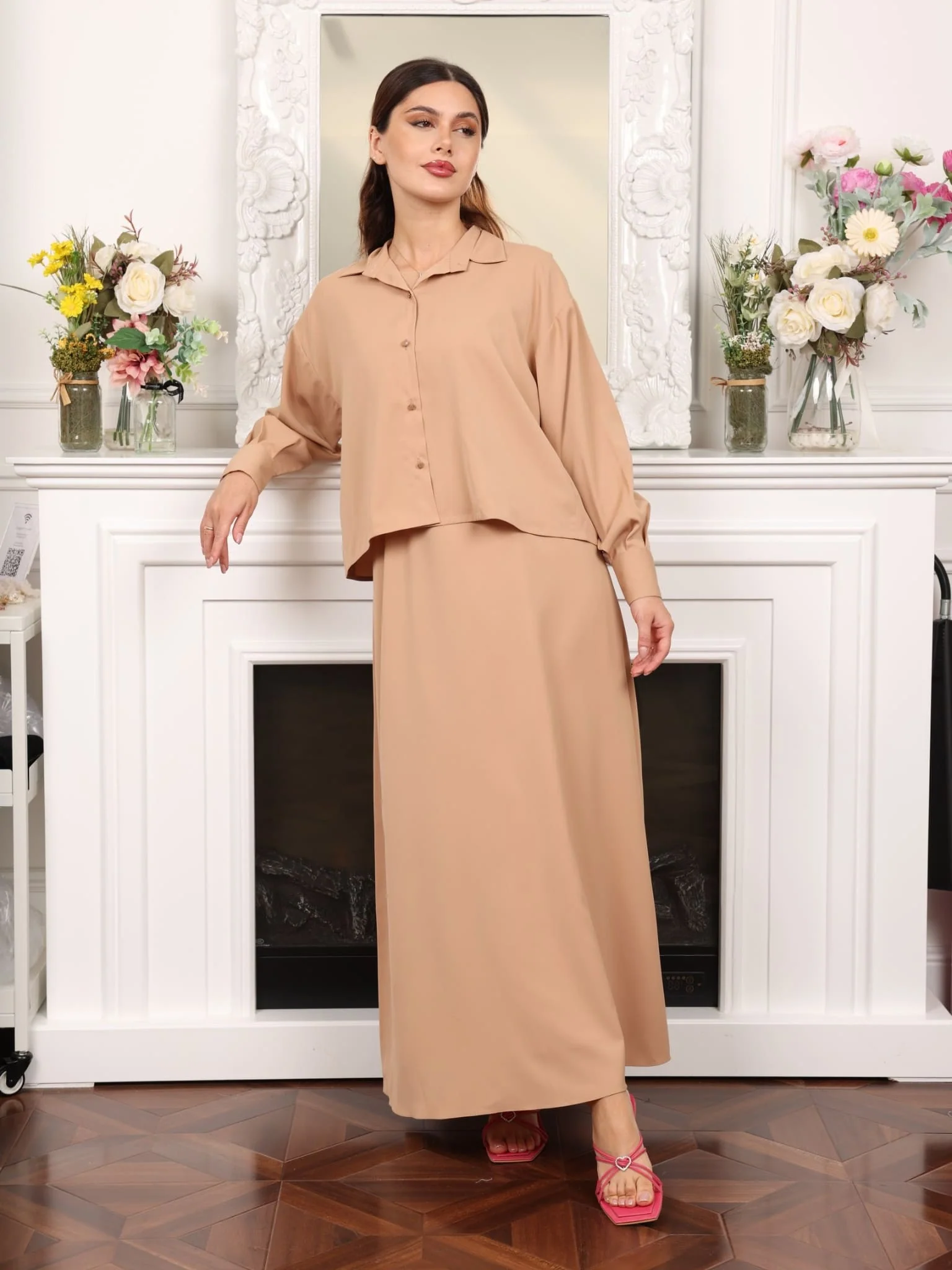 Aylin Beige Shirt And Dress - Image 5