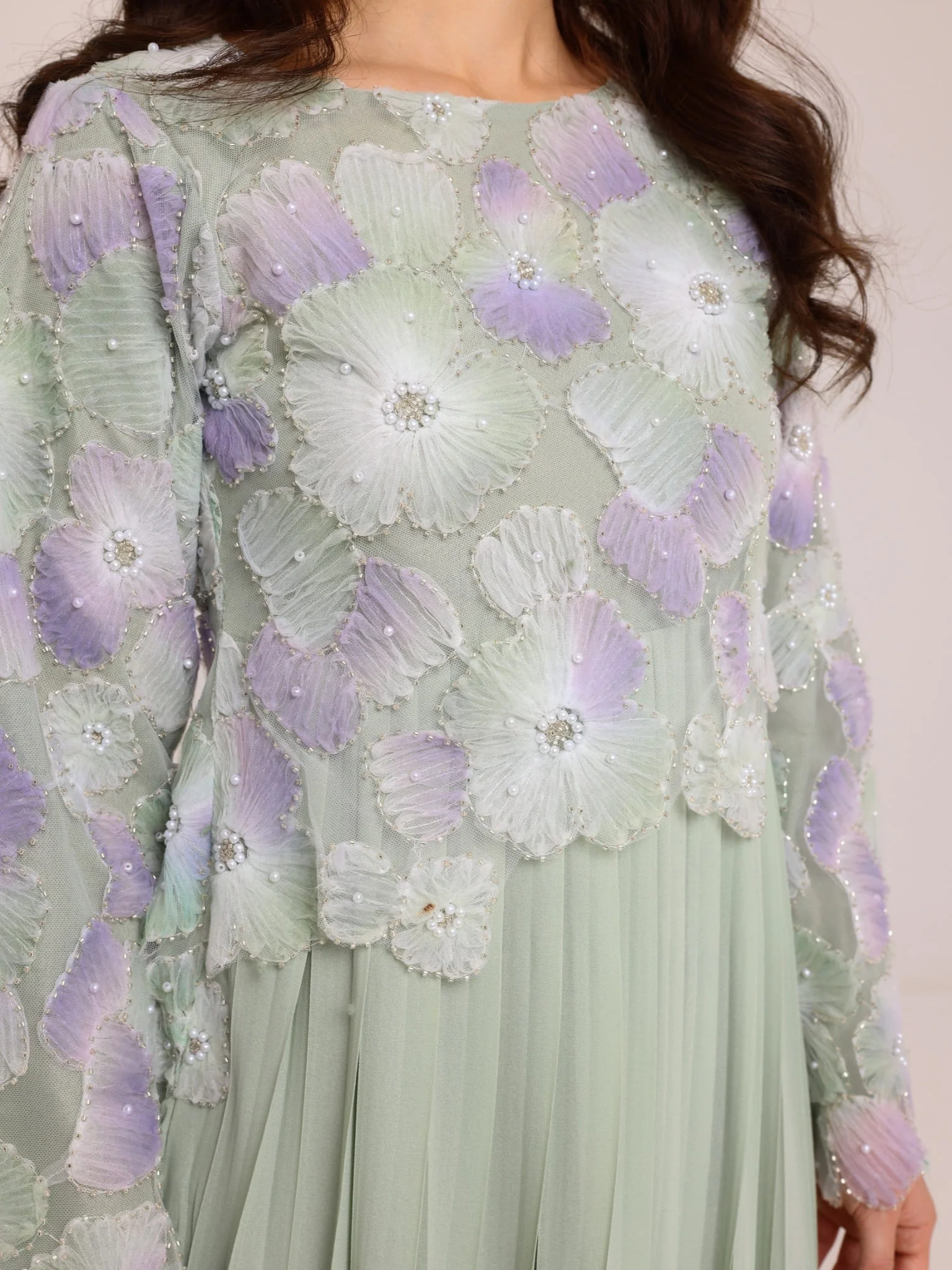 Aysel Embellished Long Pleated Dress - Image 2