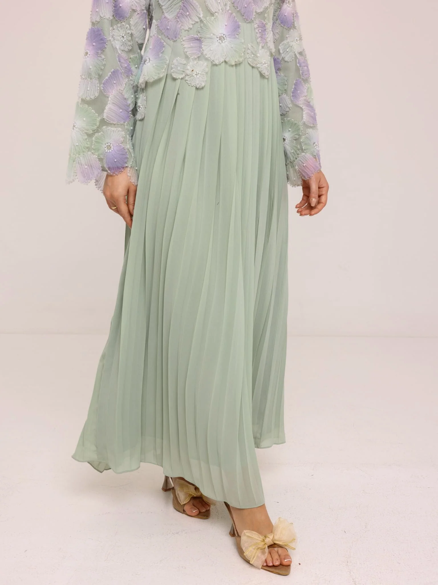 Aysel Embellished Long Pleated Dress - Image 3