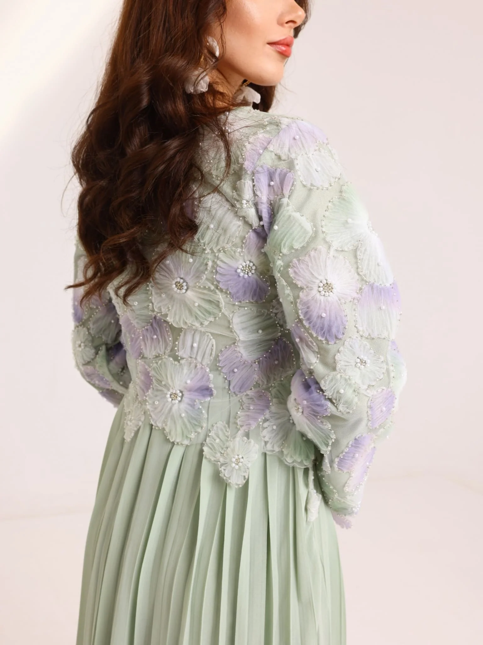 Aysel Embellished Long Pleated Dress - Image 6