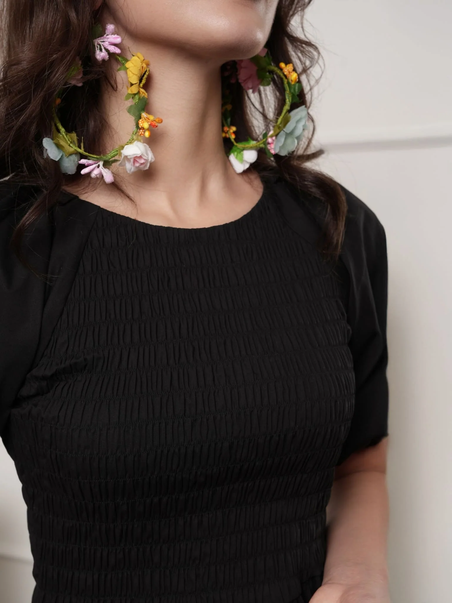 Beatrice Black Smock Poplin Dress - Image 6