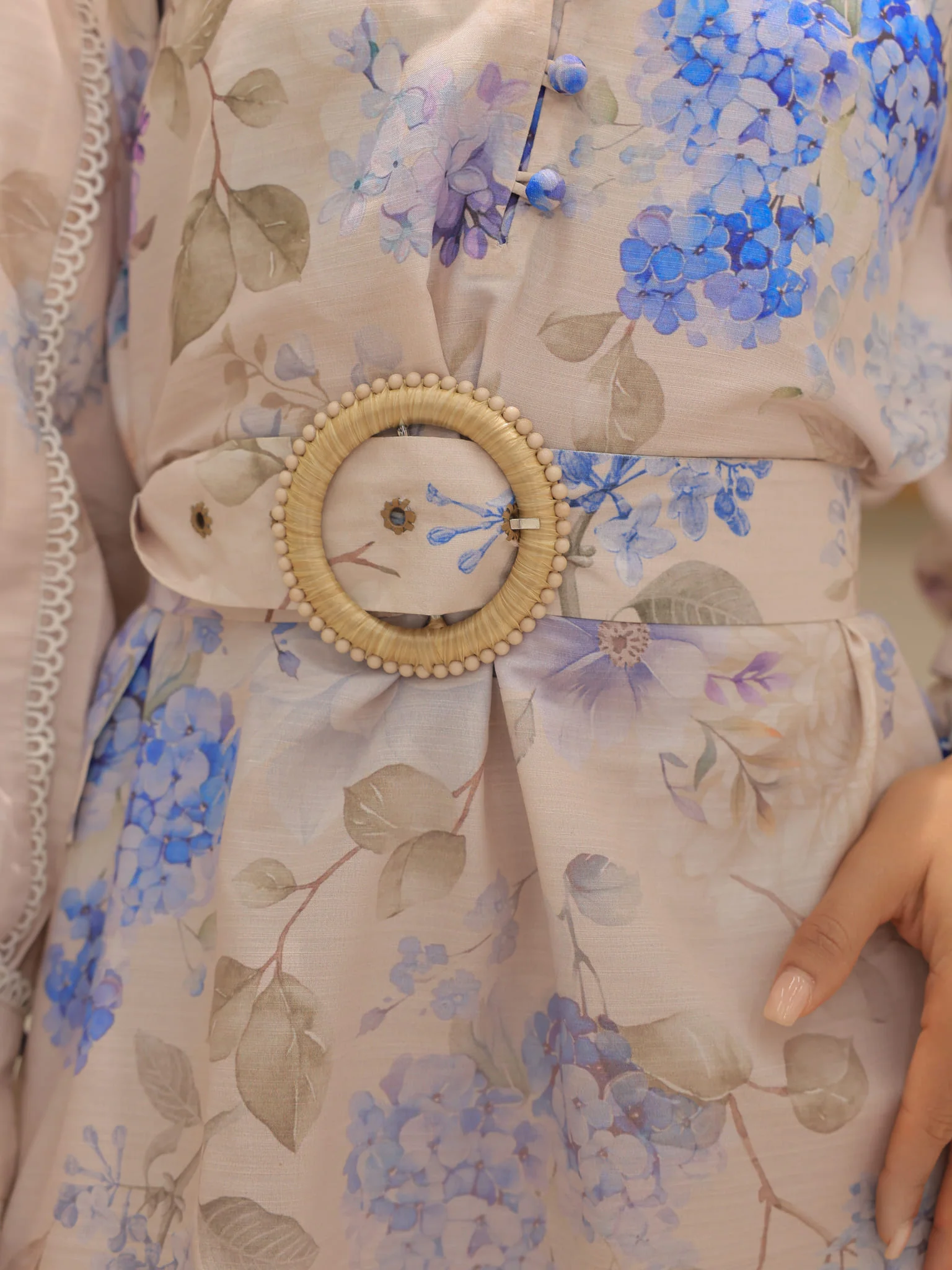 Bellina Blue Floral Buckle Long Dress - Image 2