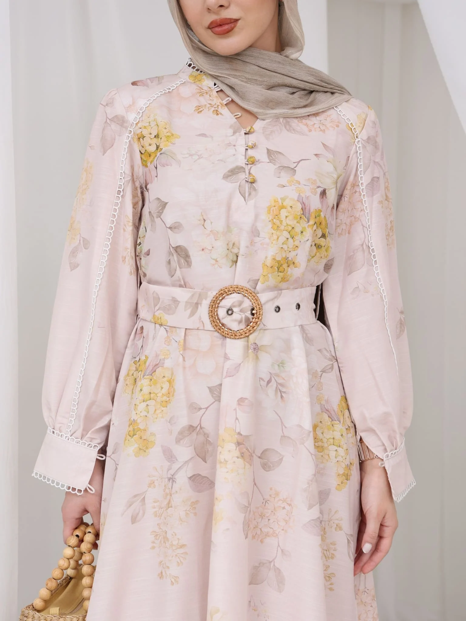 Bellina Yellow Buckle Long Dress - Image 2