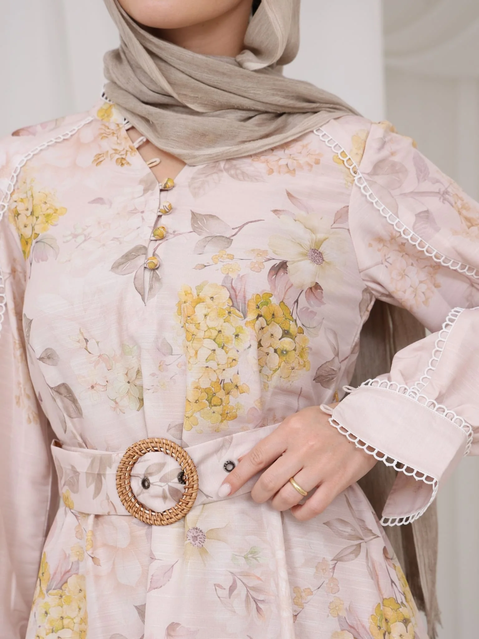 Bellina Yellow Buckle Long Dress - Image 4