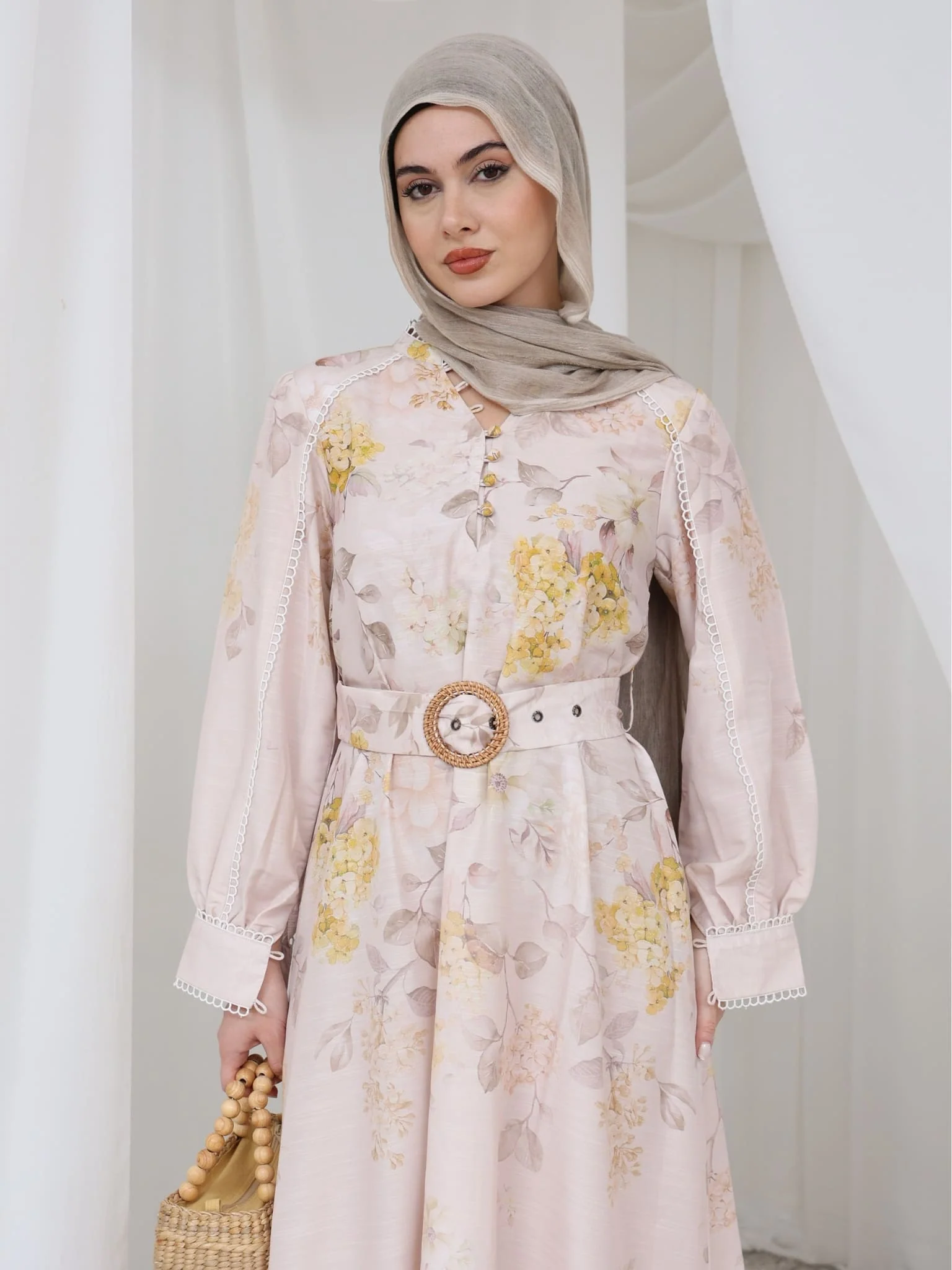 Bellina Yellow Buckle Long Dress - Image 5