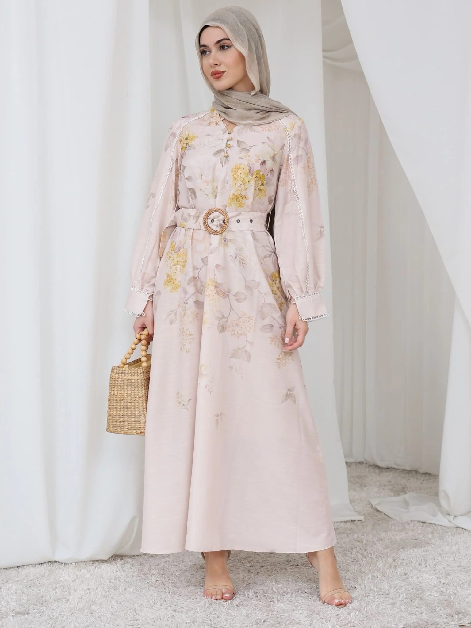 Bellina Yellow Buckle Long Dress - Image 6