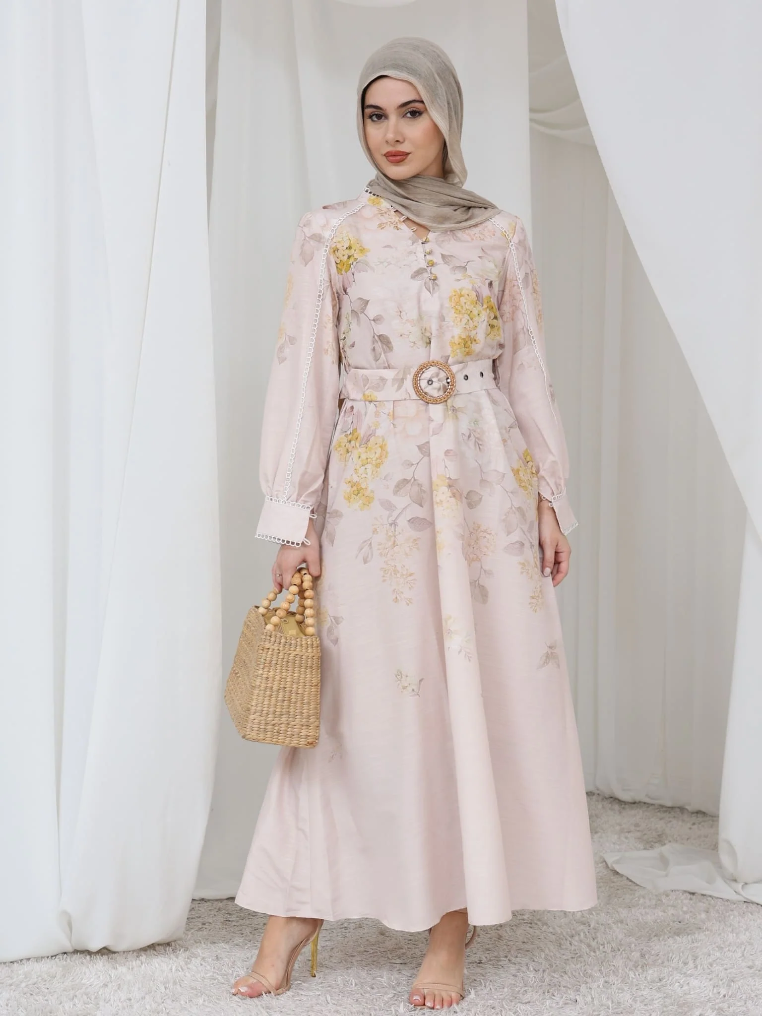 Bellina Yellow Buckle Long Dress - Image 7