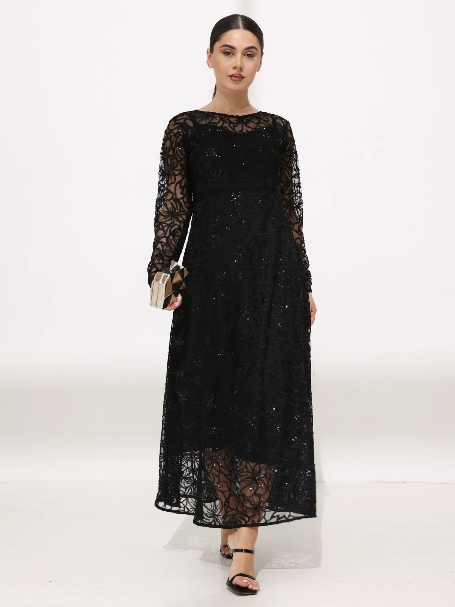 Belsy Black Sequin Long Dress