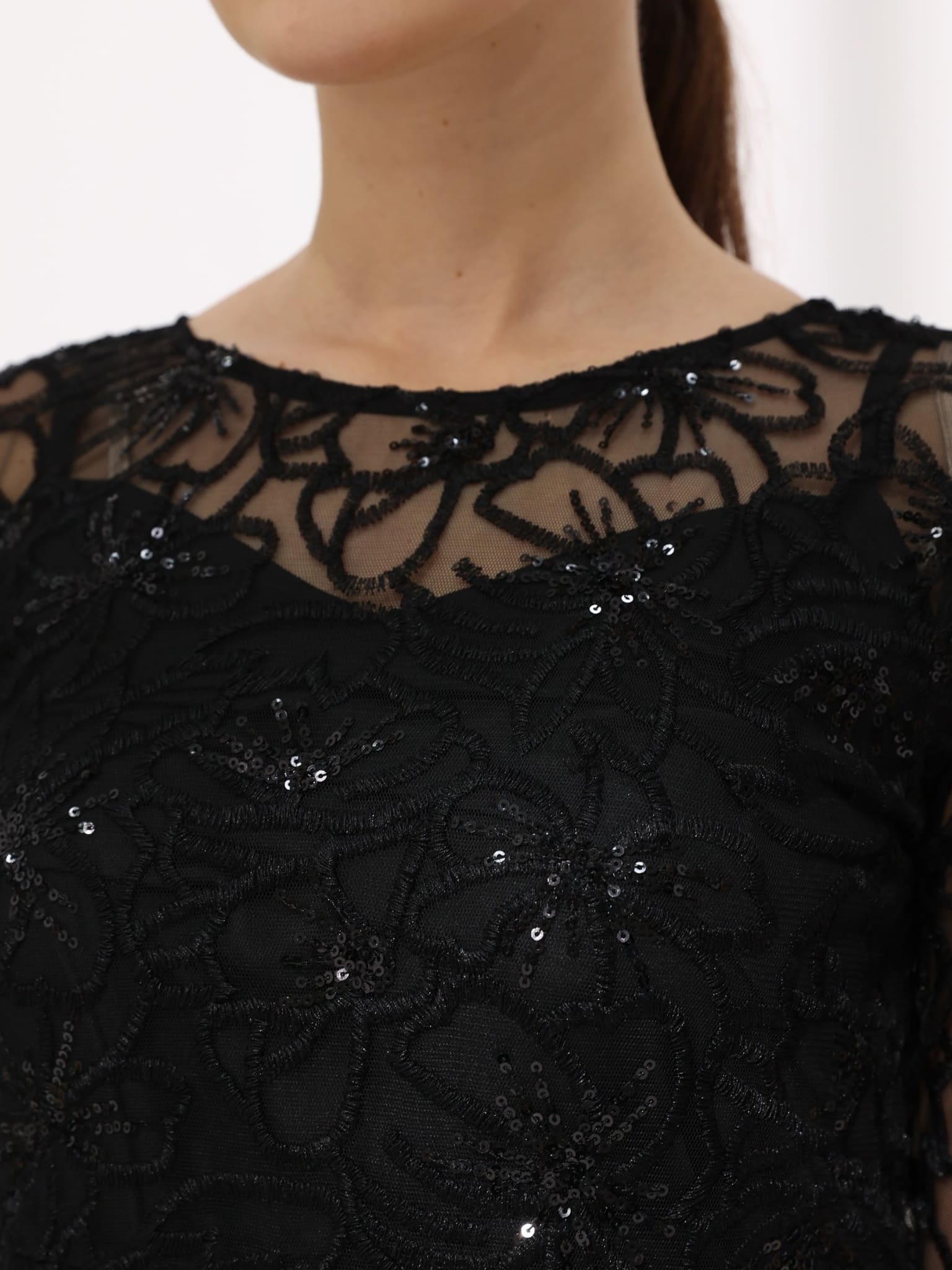 Belsy Black Sequin Long Dress - Image 6