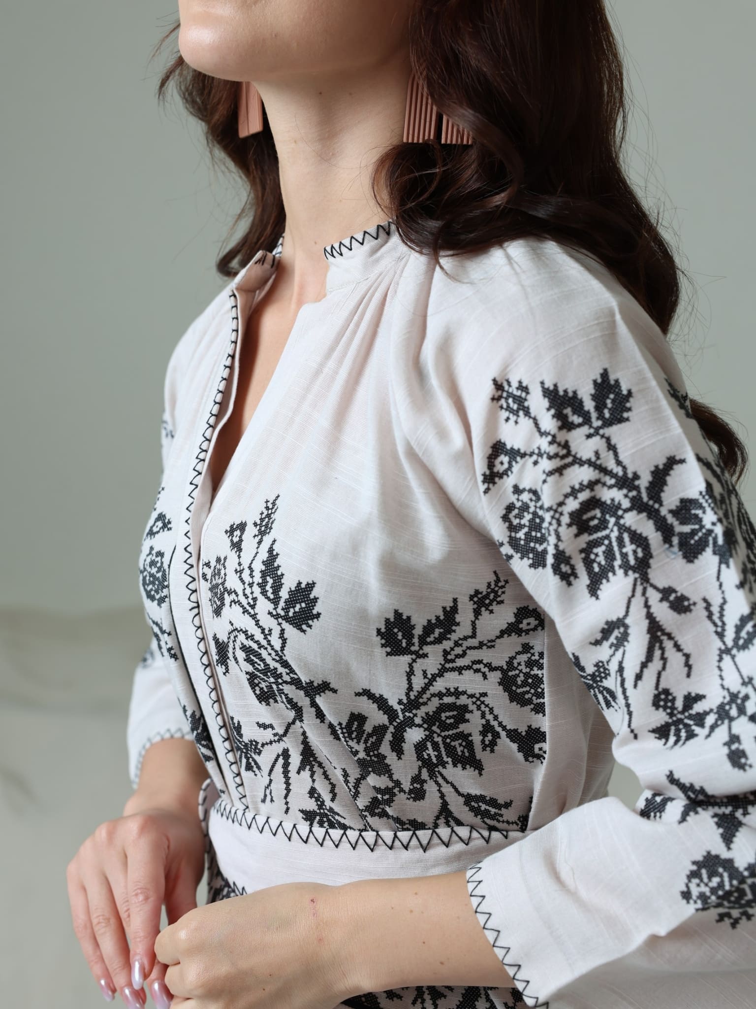 Black Eralis Printed Long Belted Dress - Image 7