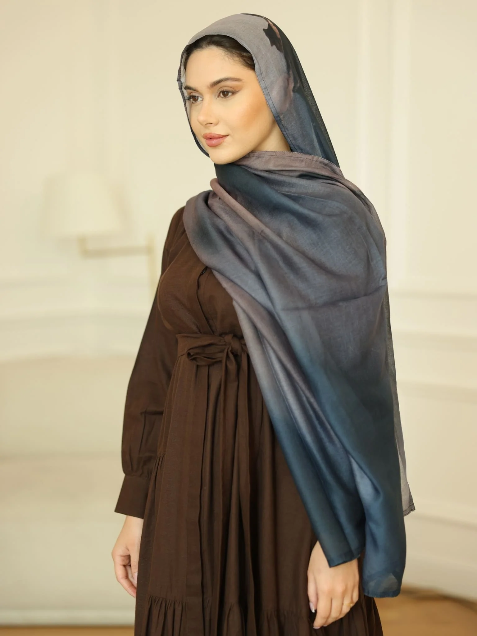 Black Marble Printed Hijab - Image 6