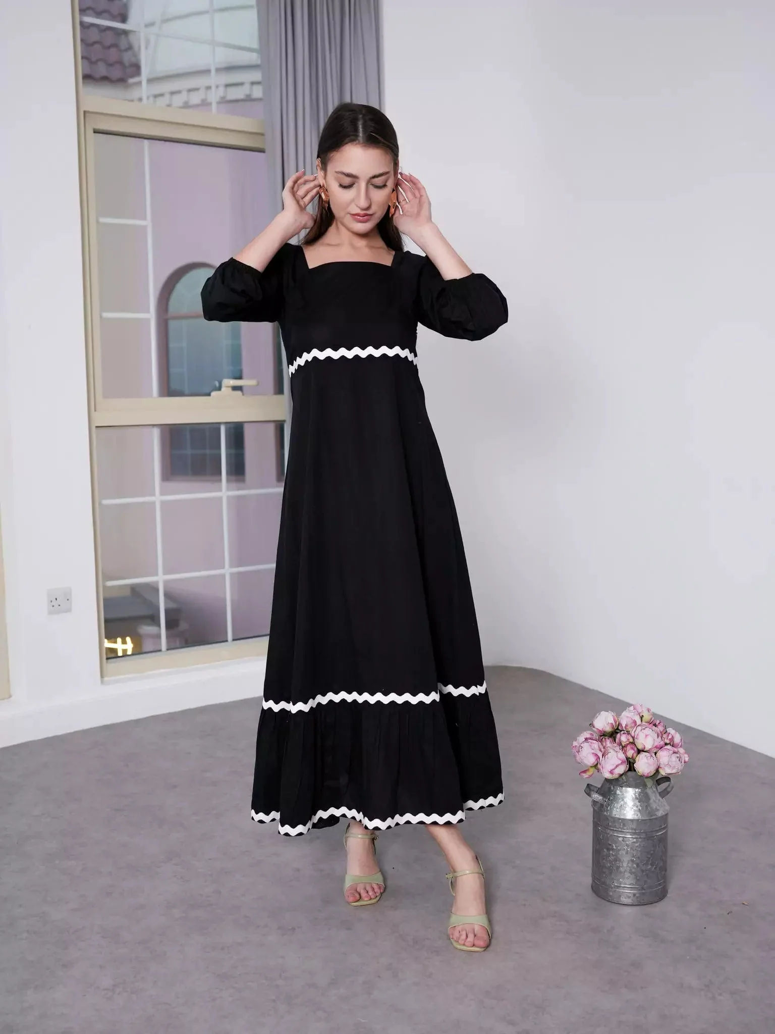 Black Swirl Long Dress - Image 4