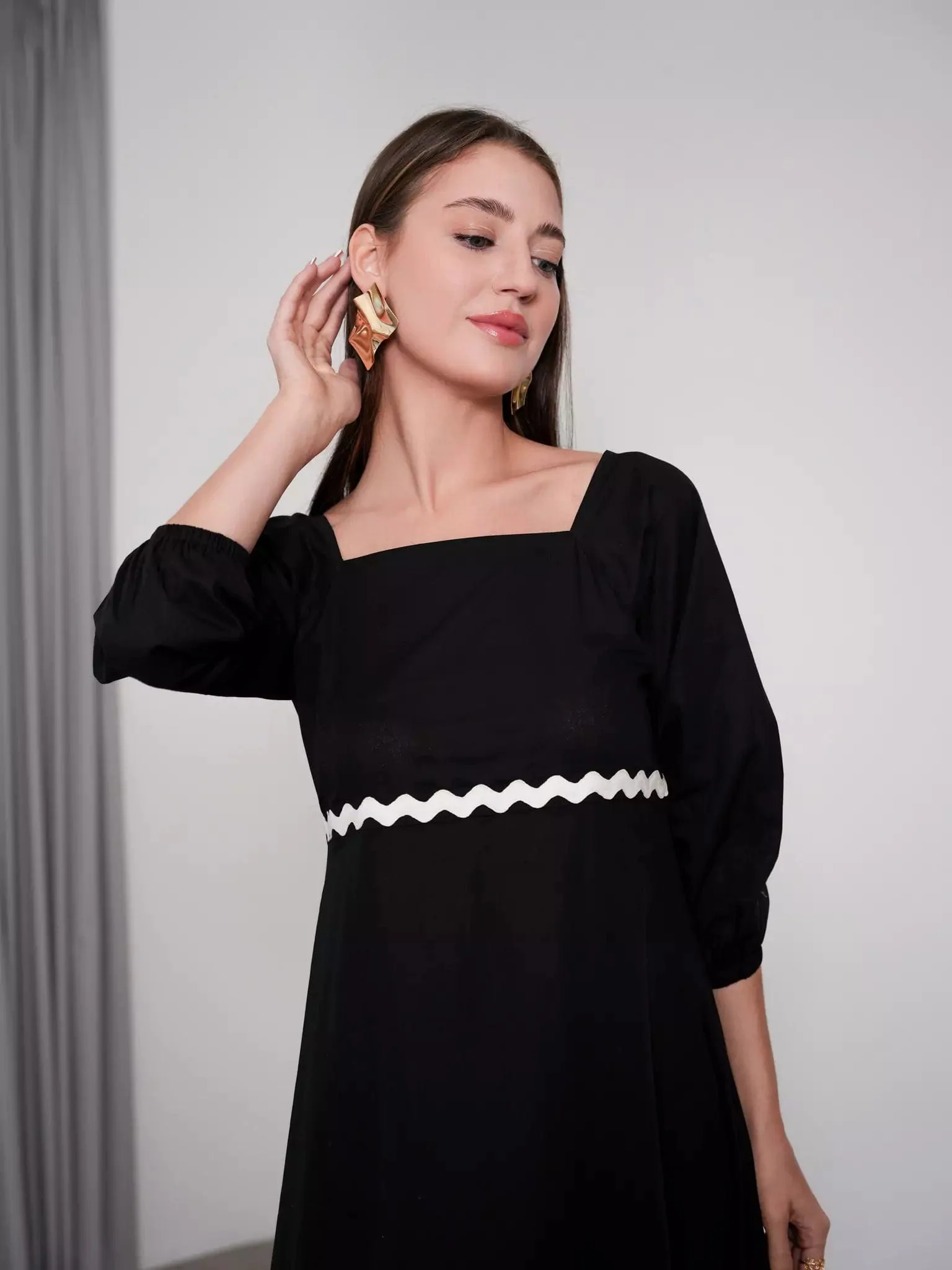 Black Swirl Long Dress - Image 5