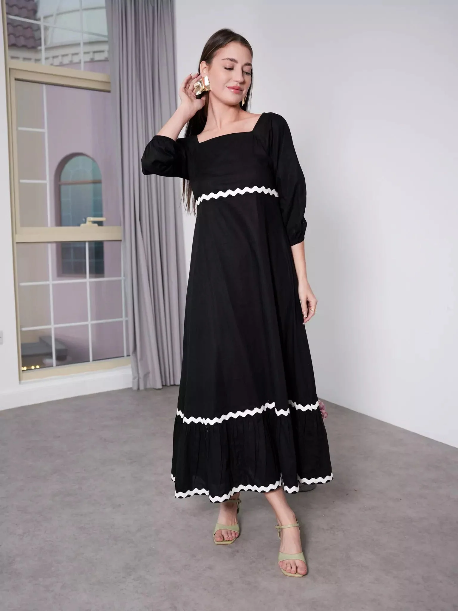 Black Swirl Long Dress - Image 6