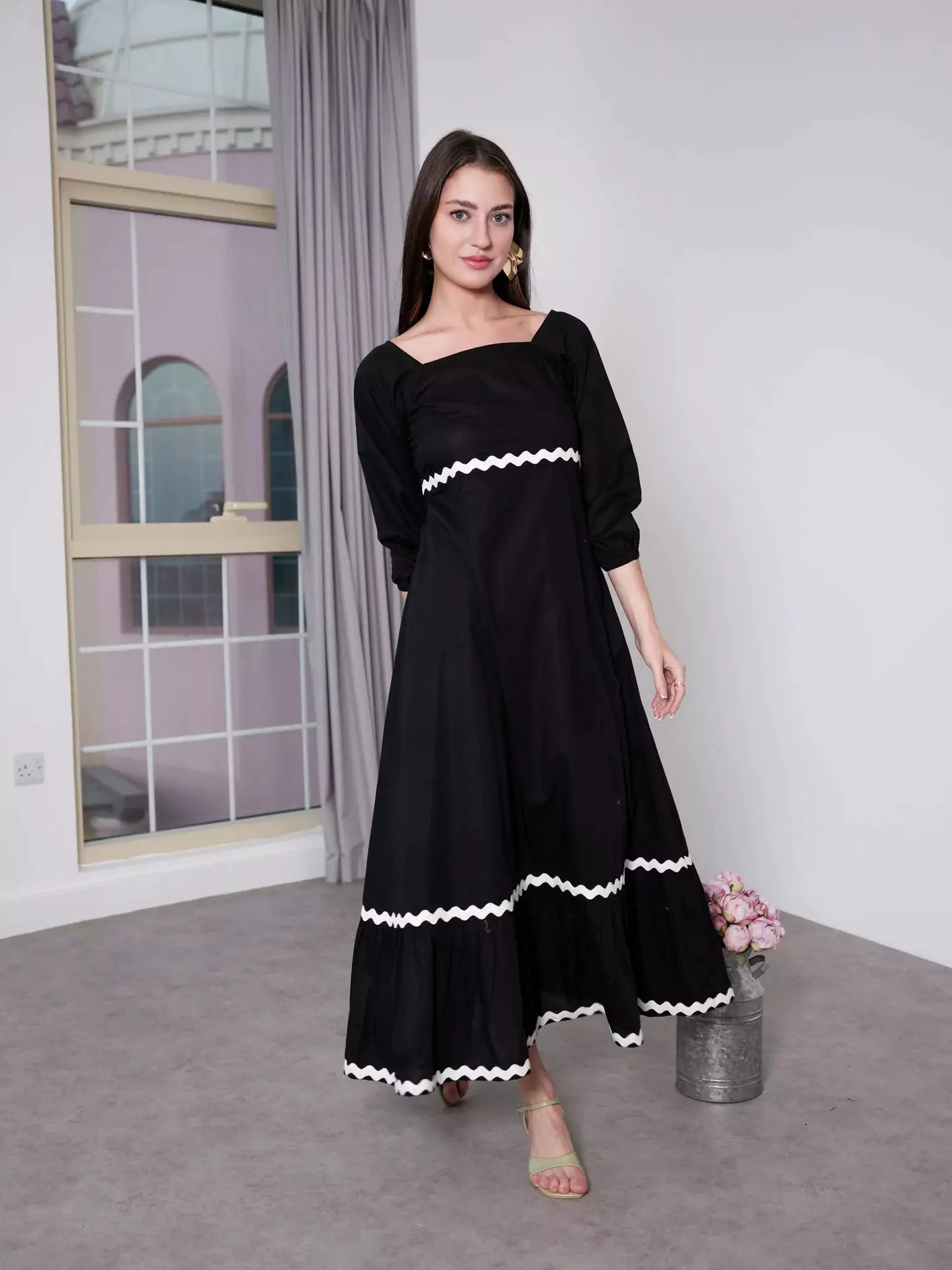 Black Swirl Long Dress - Image 7