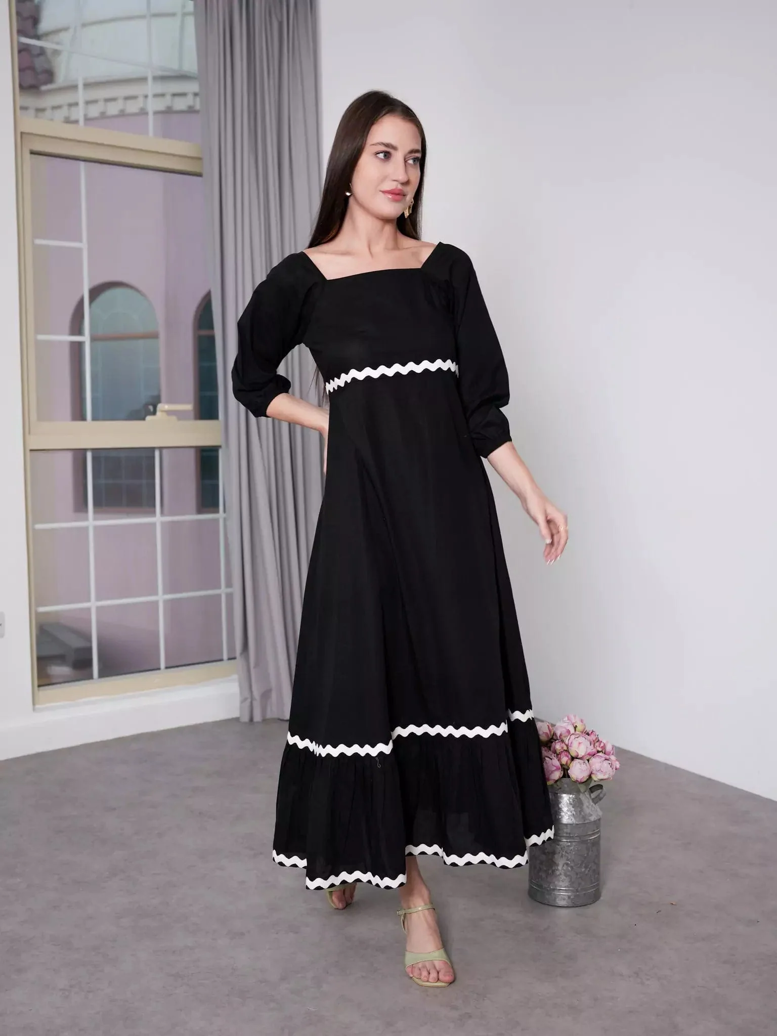 Black Swirl Long Dress - Image 8