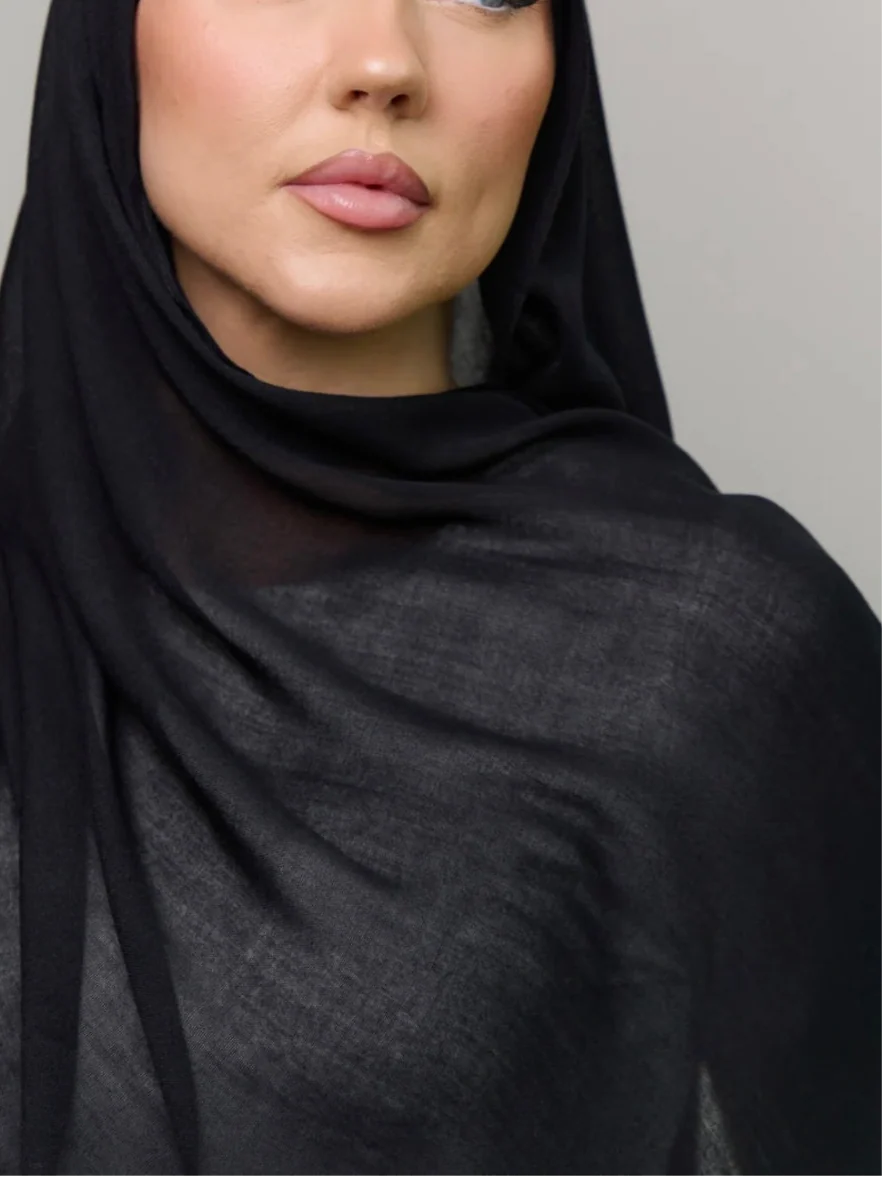 Breathable Soft Black Modal Hijab - Image 2