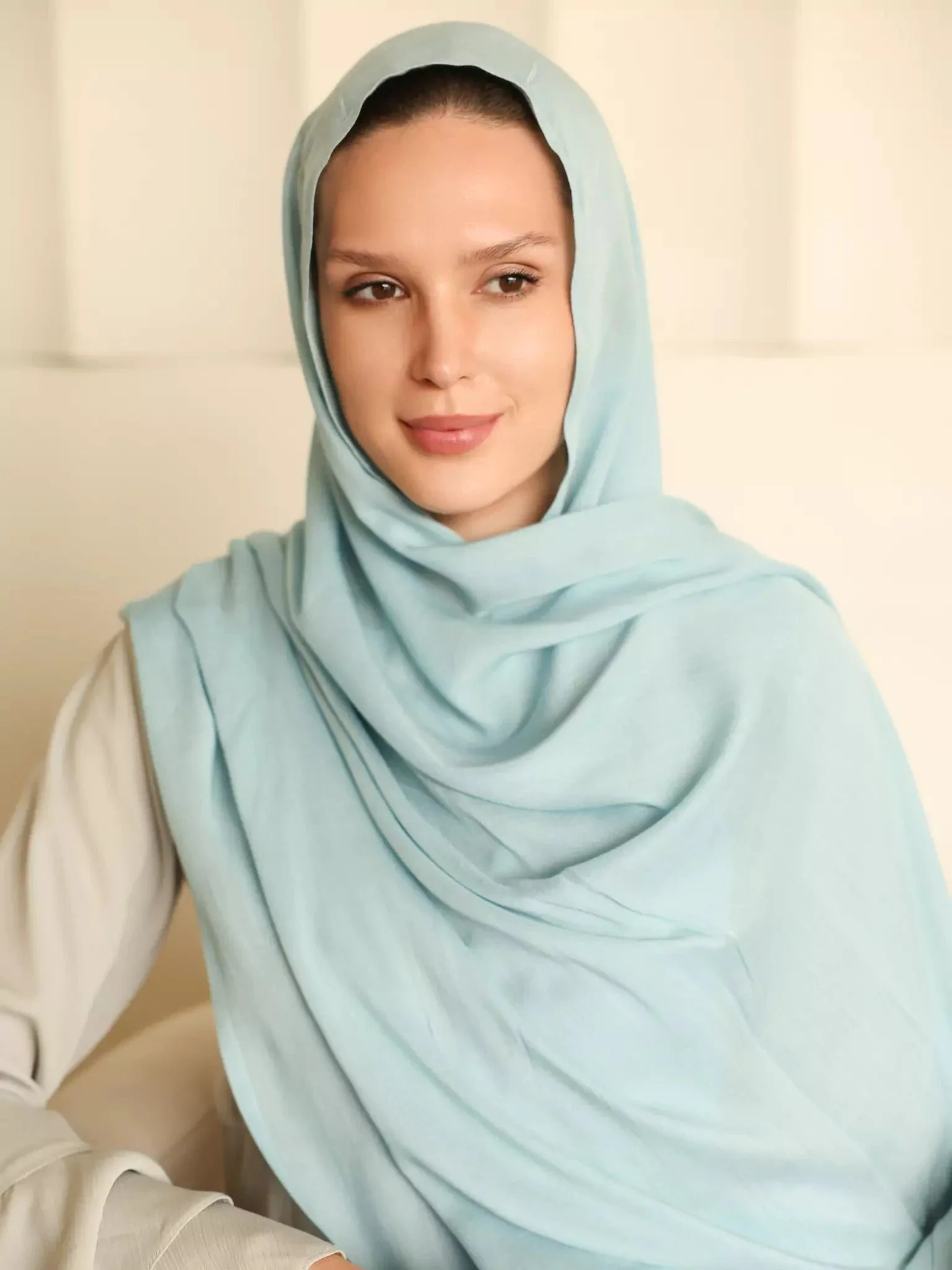 Breathable Soft Blue Gray Modal Hijab - Image 2