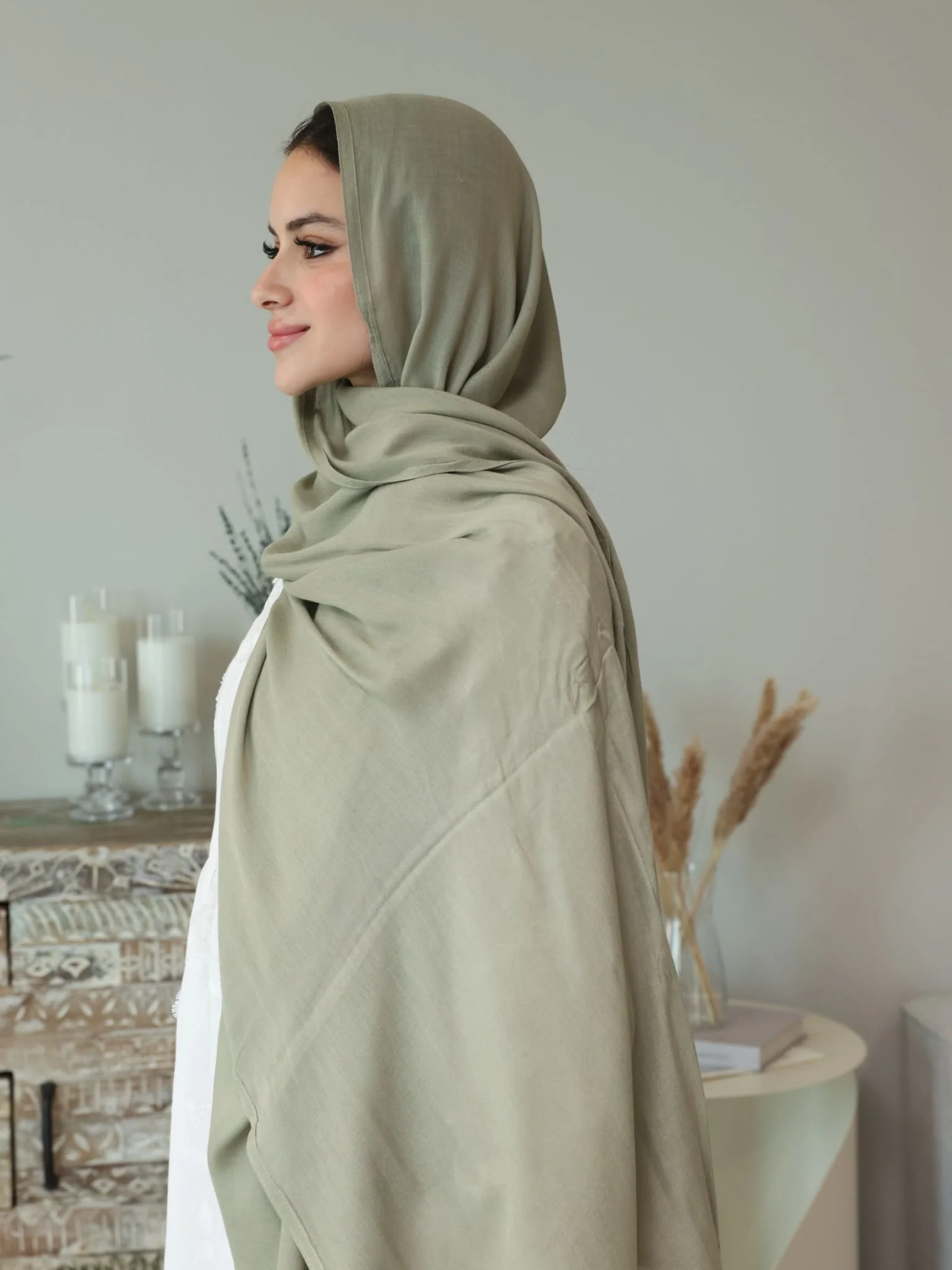 Breathable Soft Dull Sage Modal Hijab - Image 2