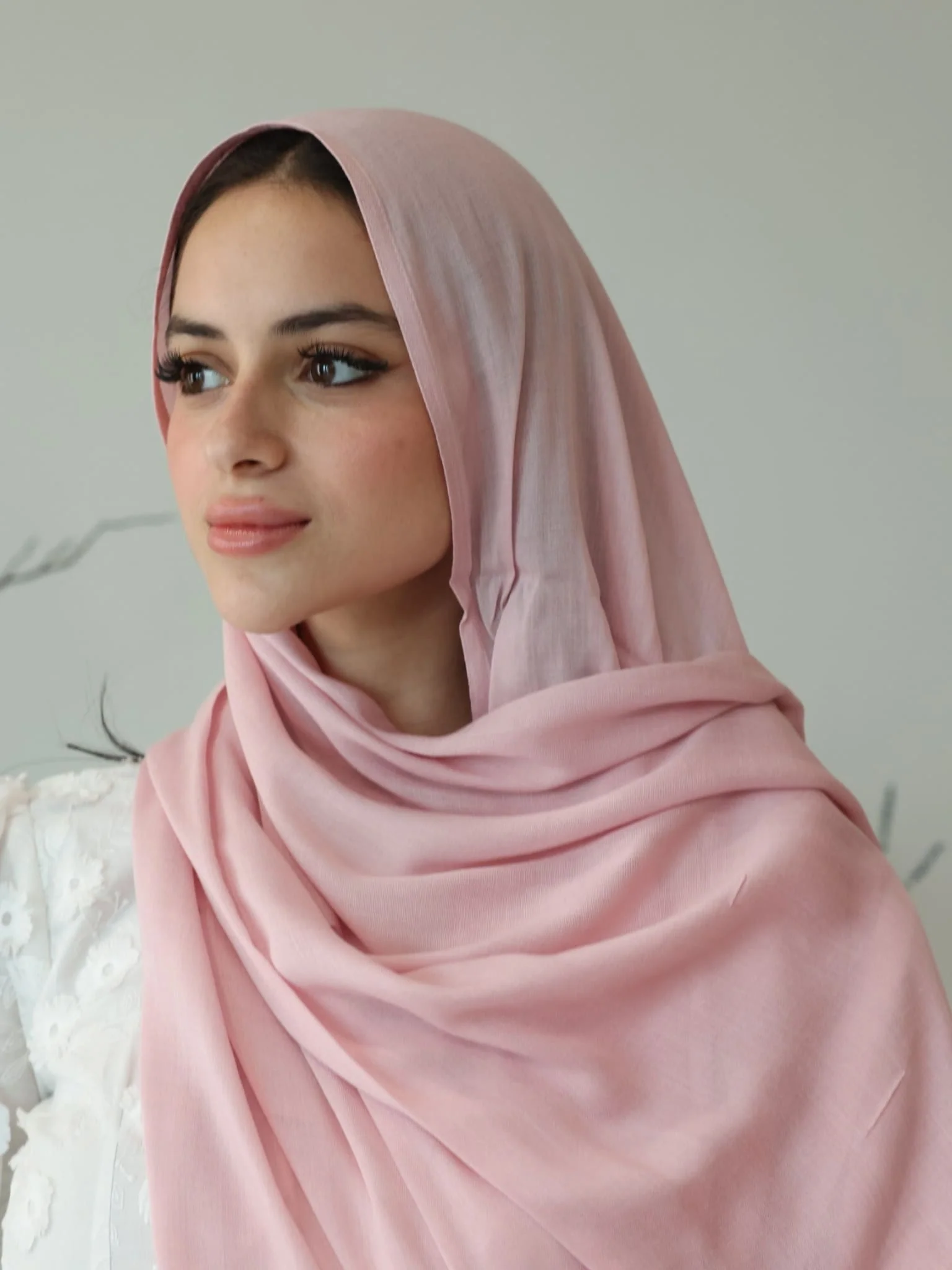 Breathable Soft Pink Modal Hijab - Image 2