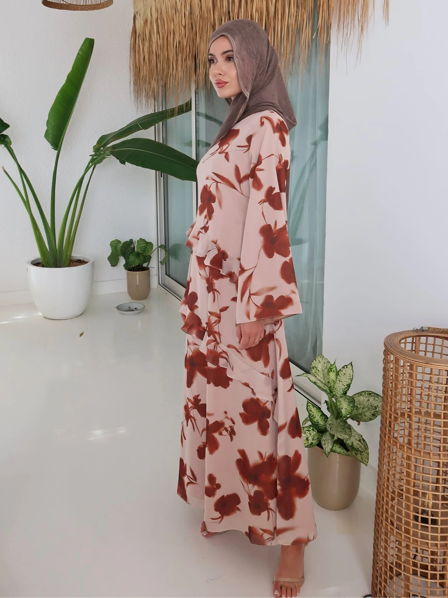 Brell Printed Frill Long Dress - Image 10