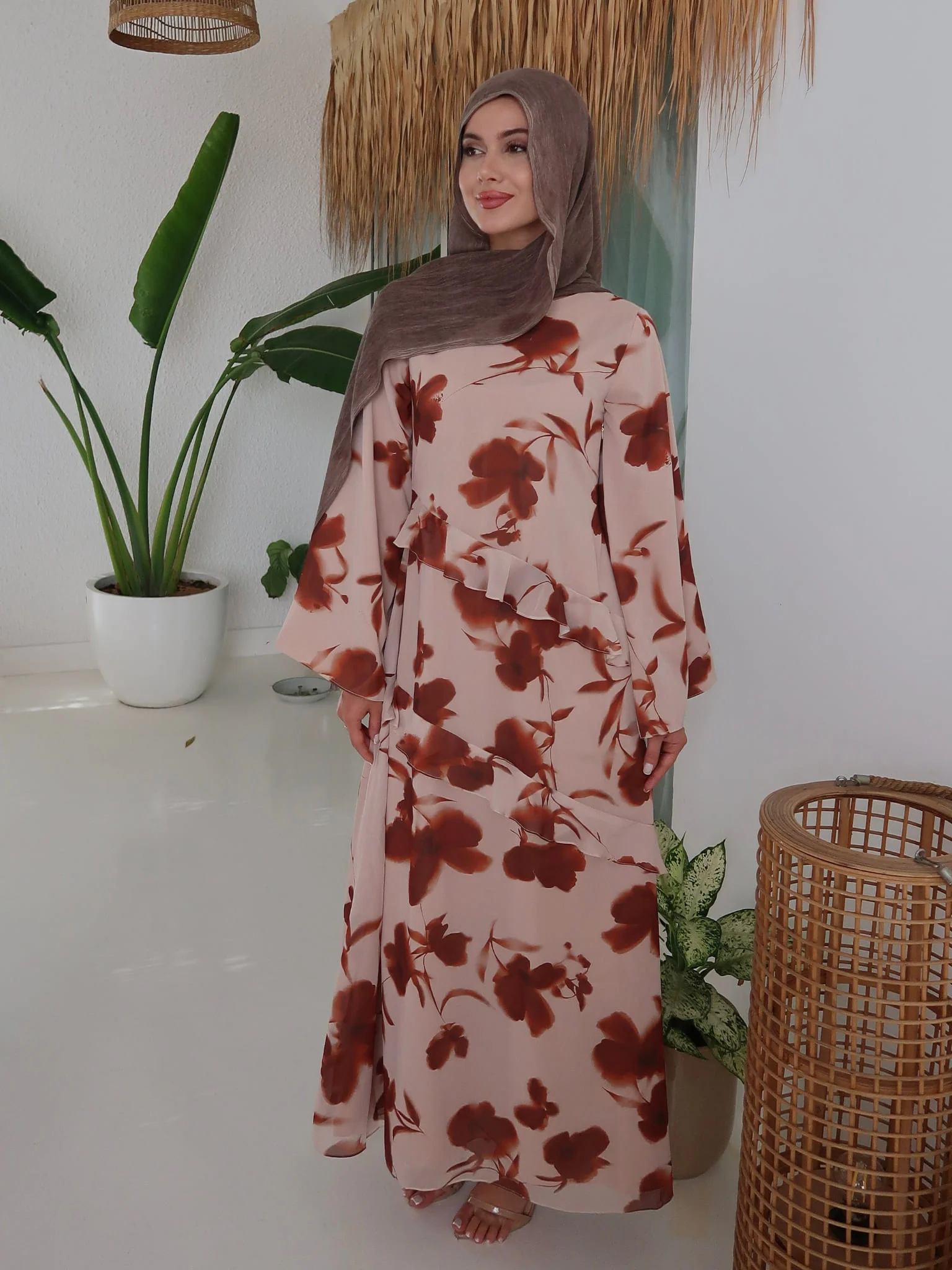 Brell Printed Frill Long Dress - Image 4
