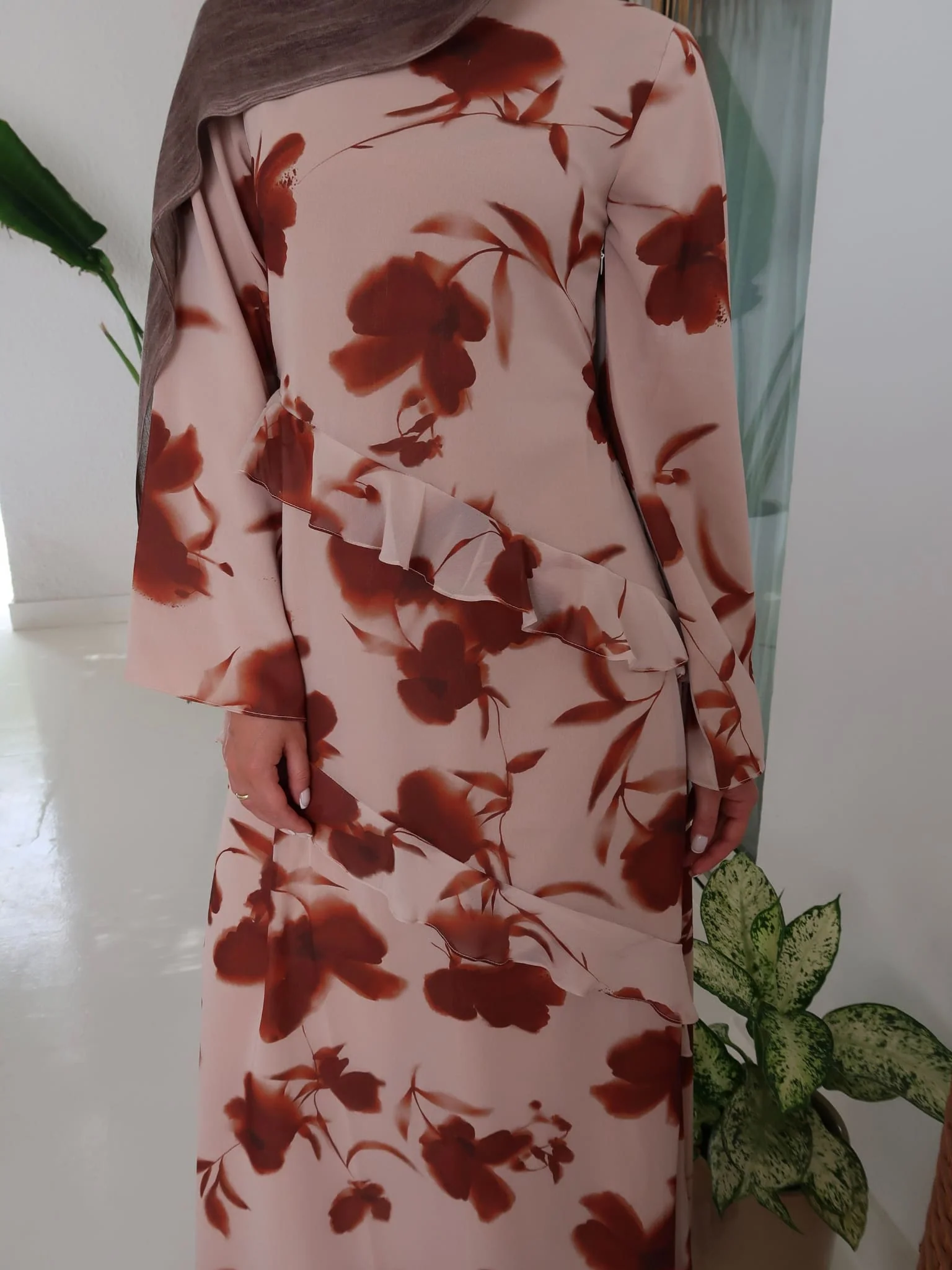 Brell Printed Frill Long Dress - Image 7
