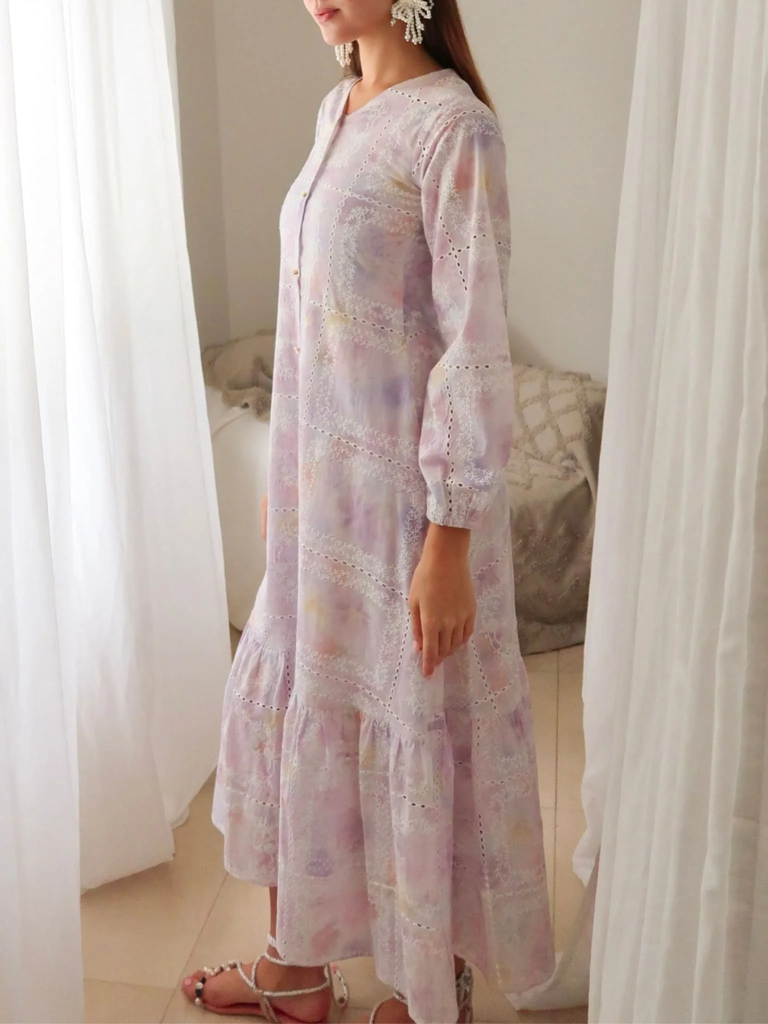 Britney Lilac Cutwork Embroidered Dress - Image 3