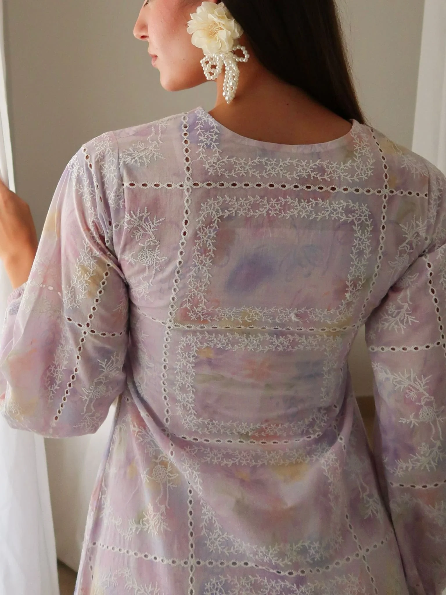 Britney Lilac Cutwork Embroidered Dress - Image 5