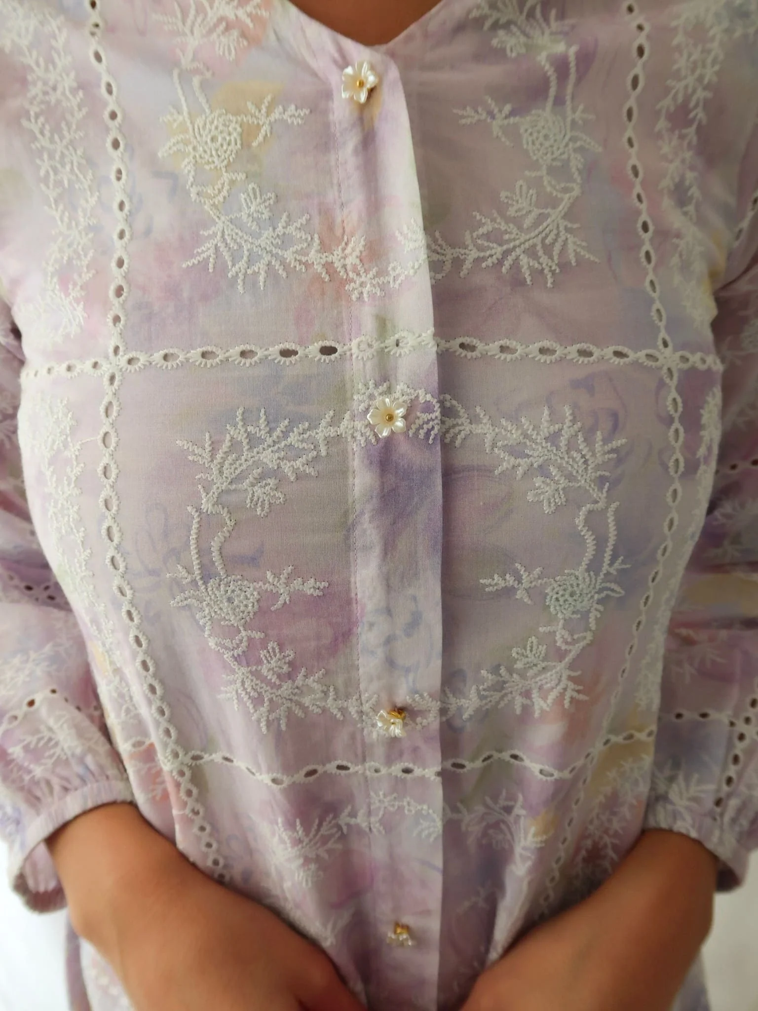 Britney Lilac Cutwork Embroidered Dress - Image 6