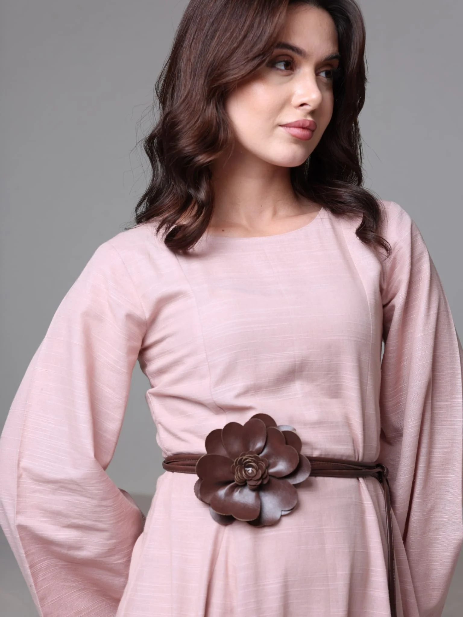 Brown Leather Flower Belt