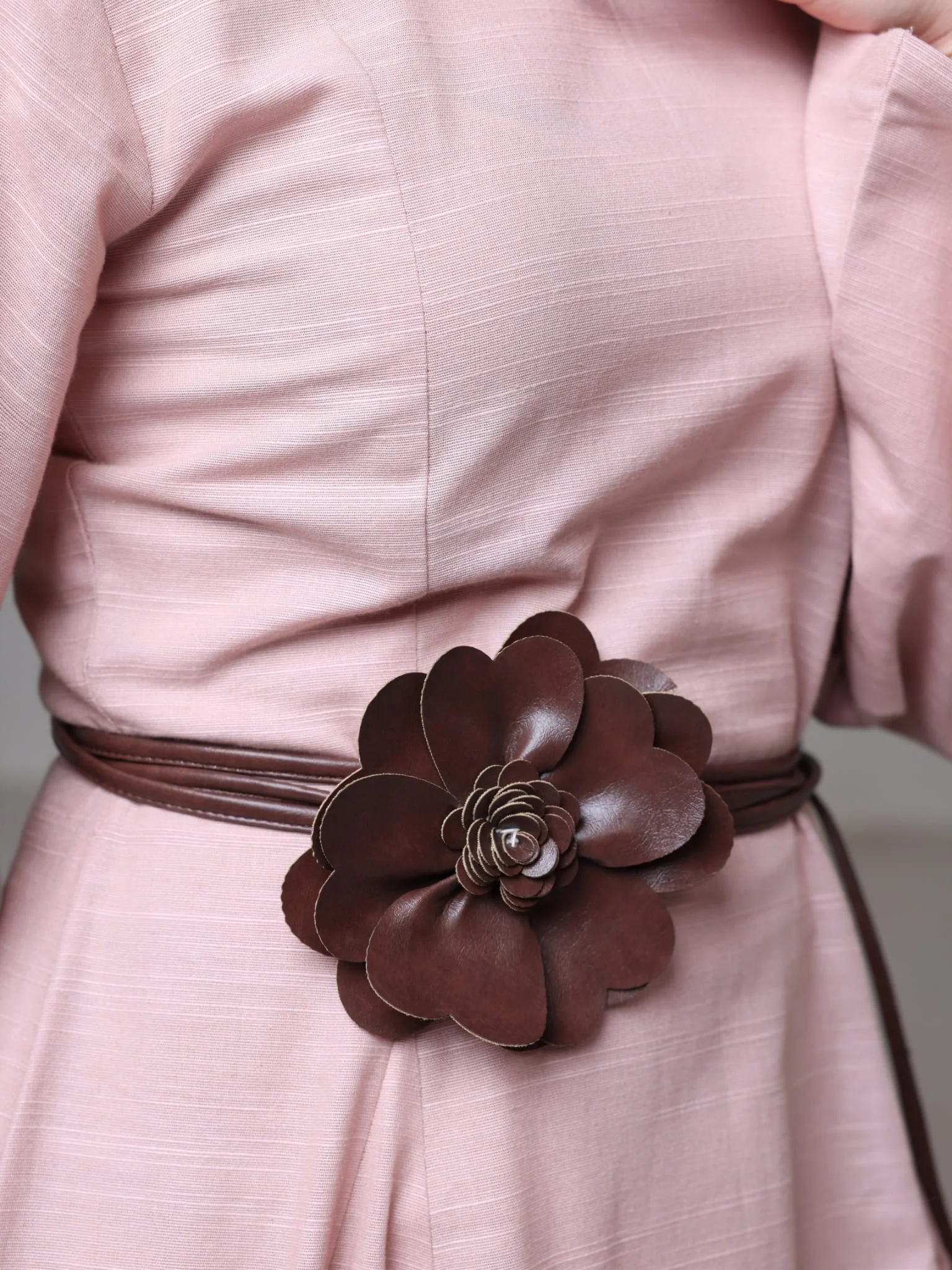 Brown Leather Flower Belt - Image 2