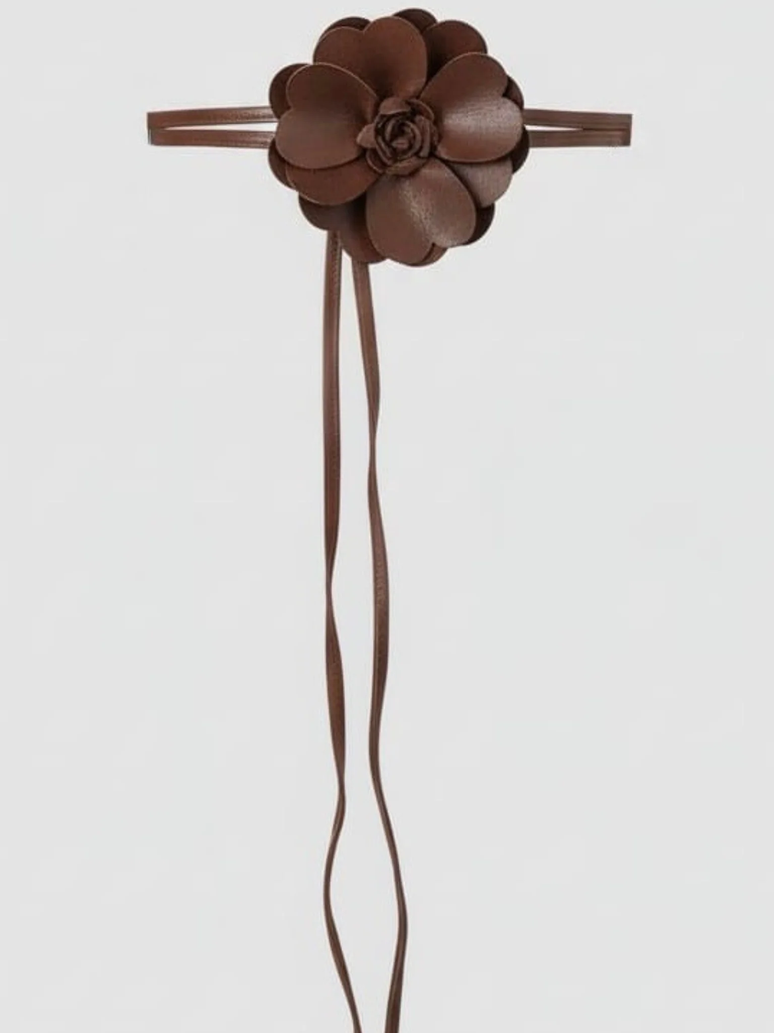 Brown Leather Flower Belt - Image 3