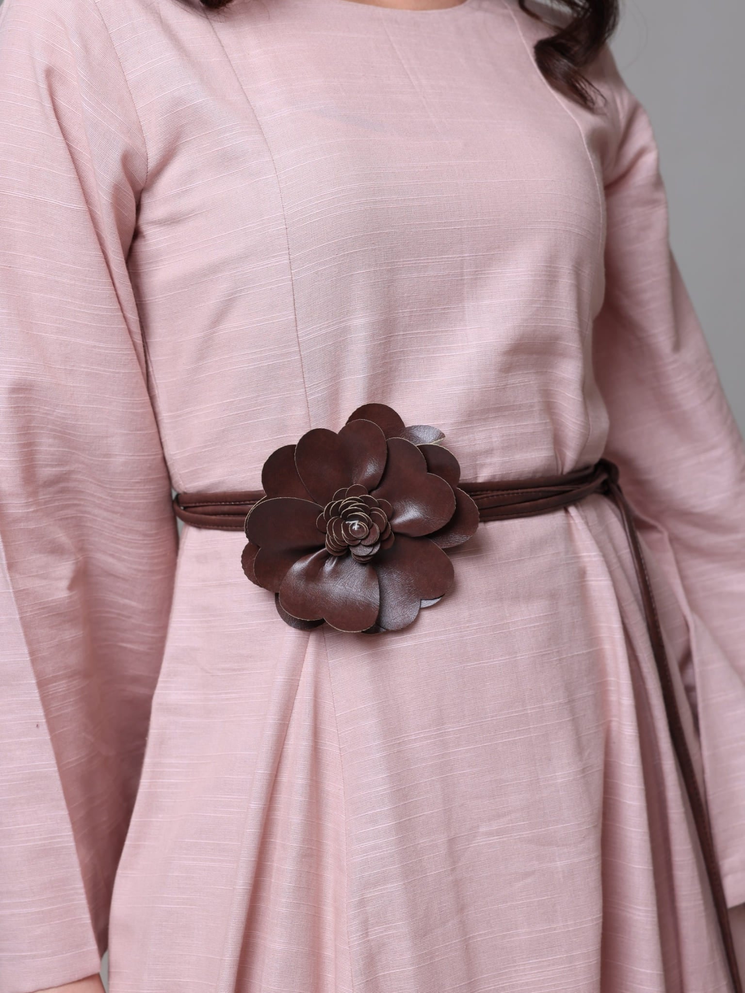 Brown Leather Flower Belt - Image 4