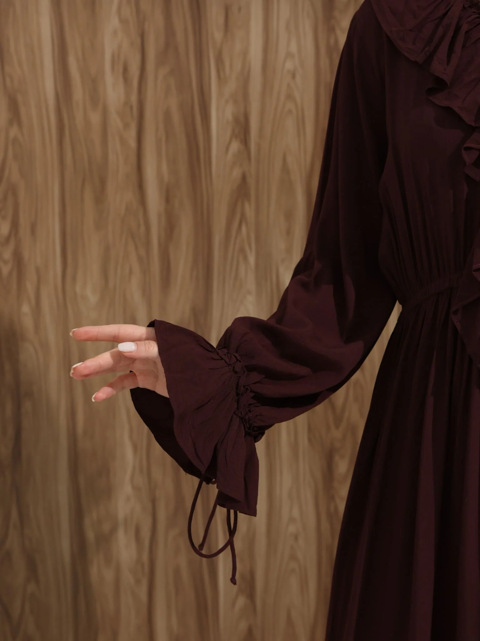 Bruna Brown Frill Long Dress - Image 20