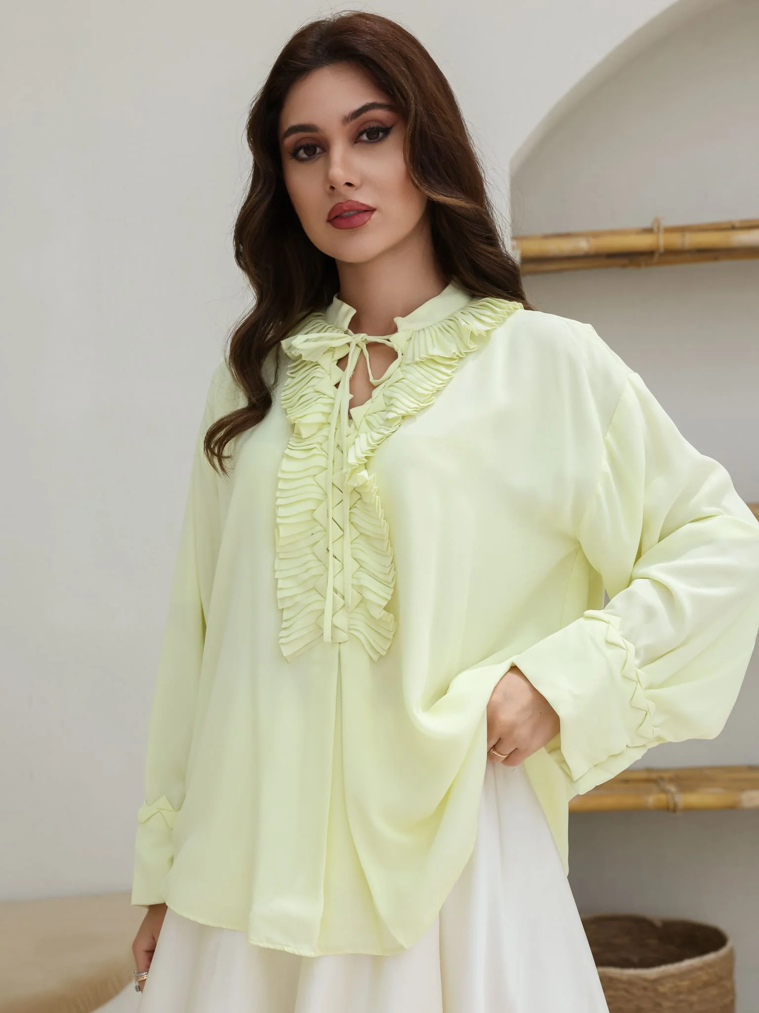 Buckingham Pleated Yellow Shirt - Image 5
