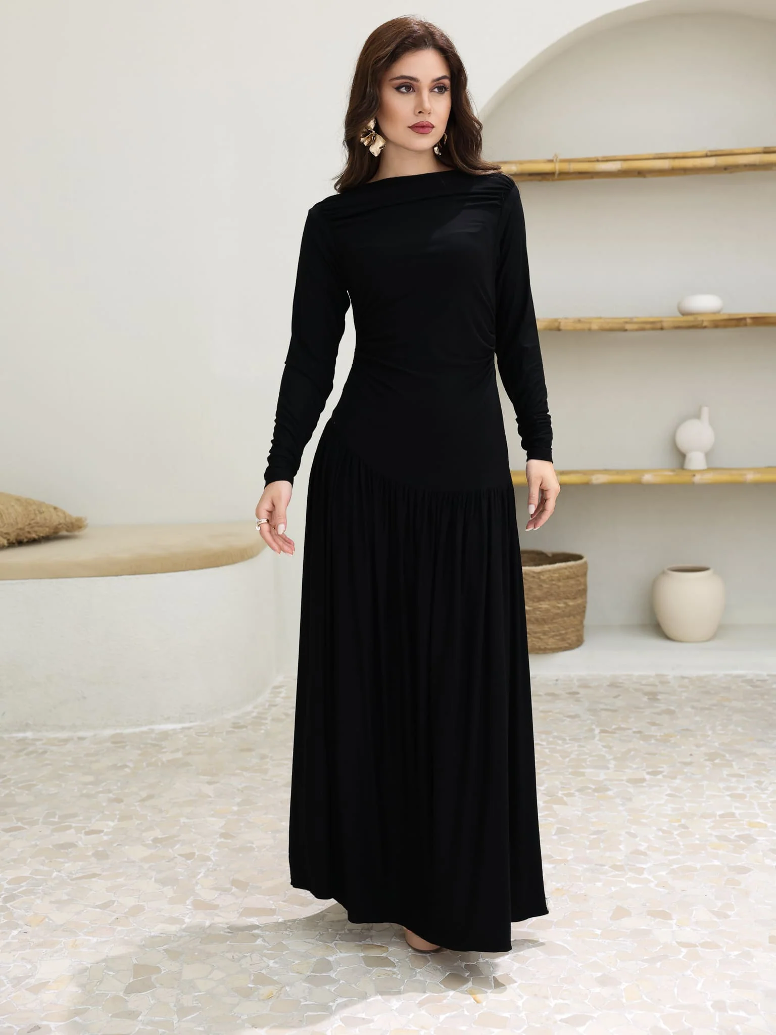 Caffra Black Jersey Long Dress - Image 4