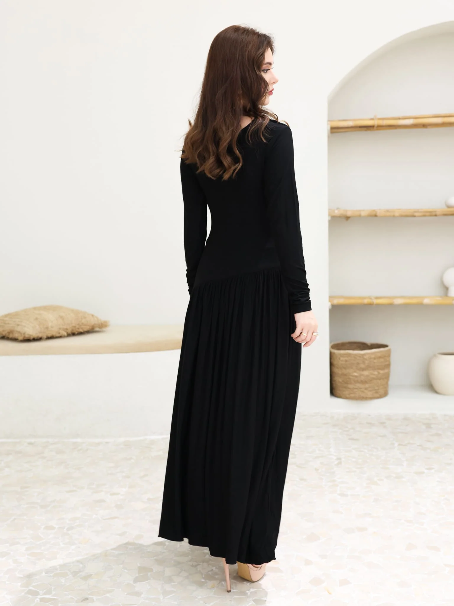 Caffra Black Jersey Long Dress - Image 6